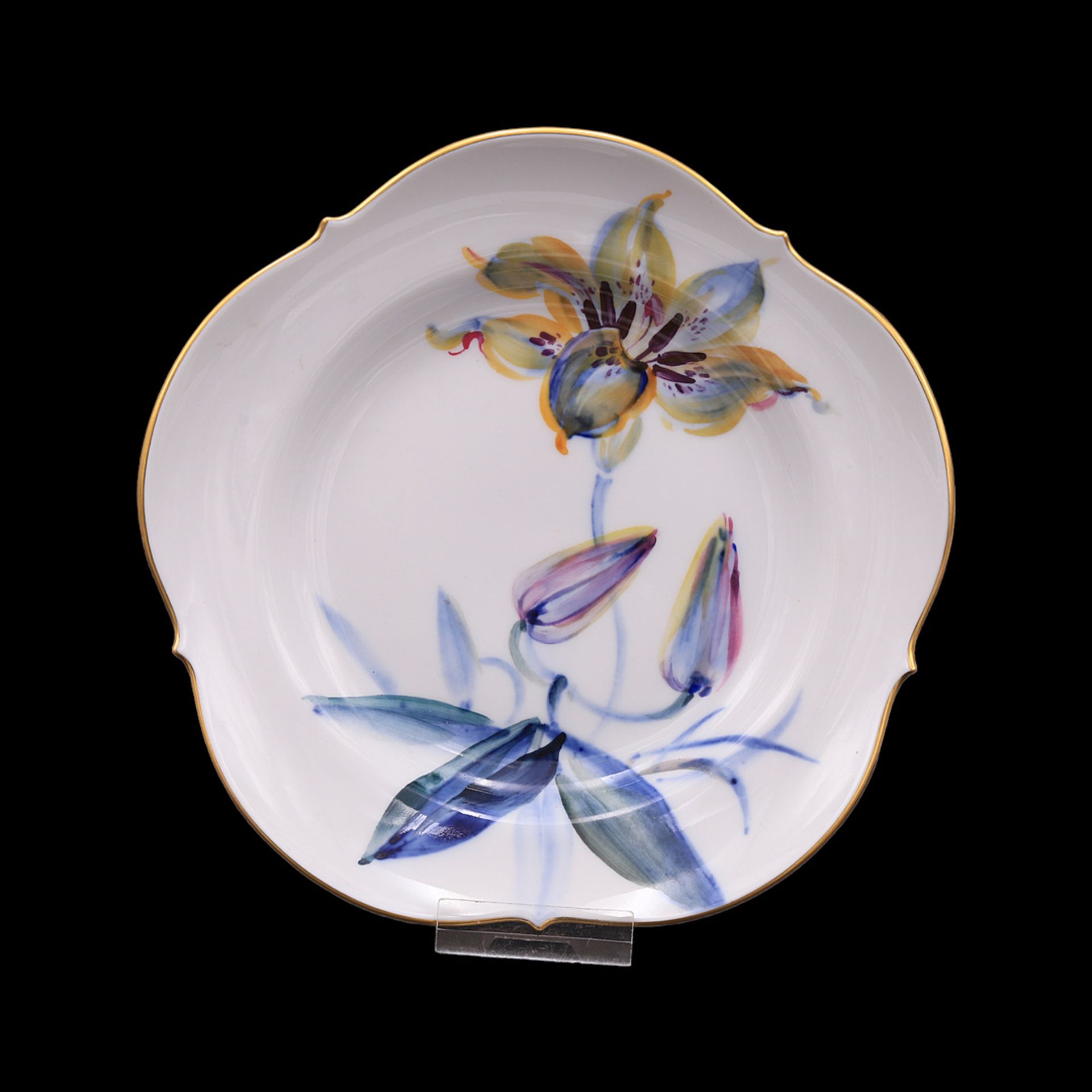 Meissen side plate with flower painting, 1980