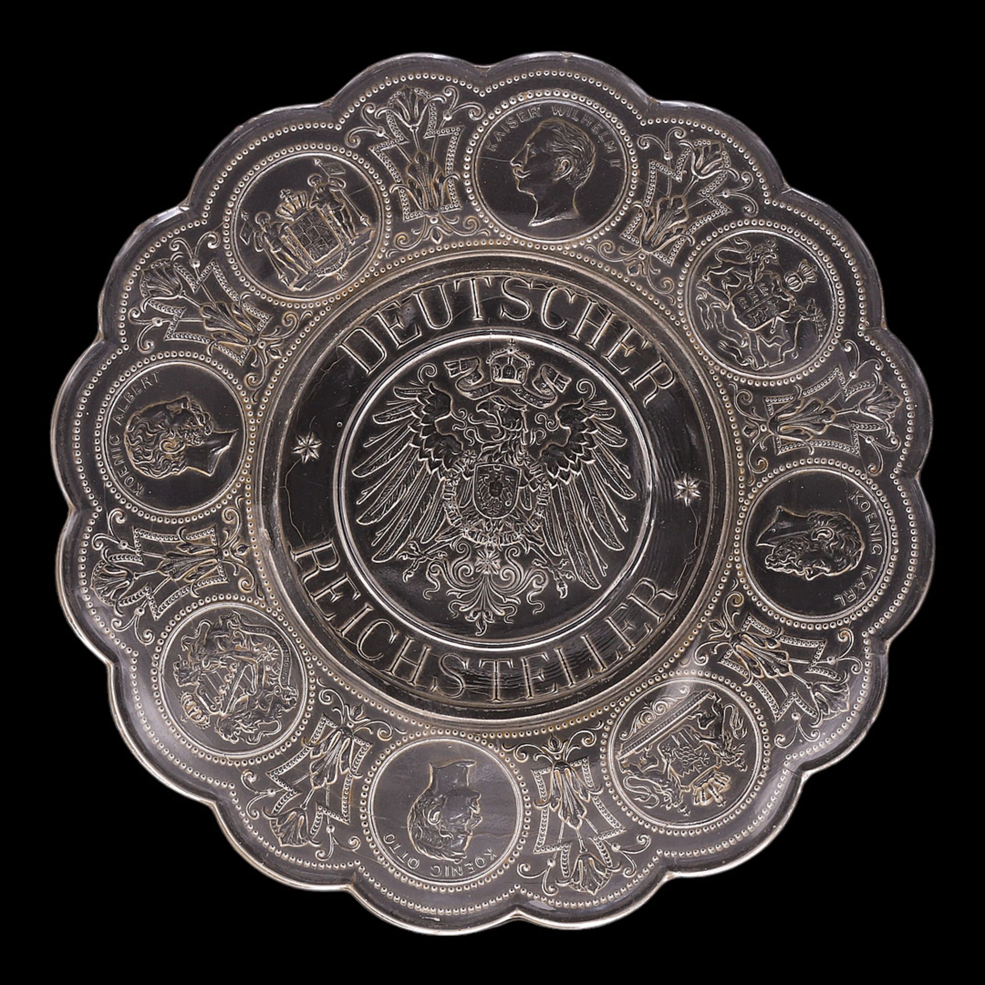 German Reich plate, German glassworks, around 1885