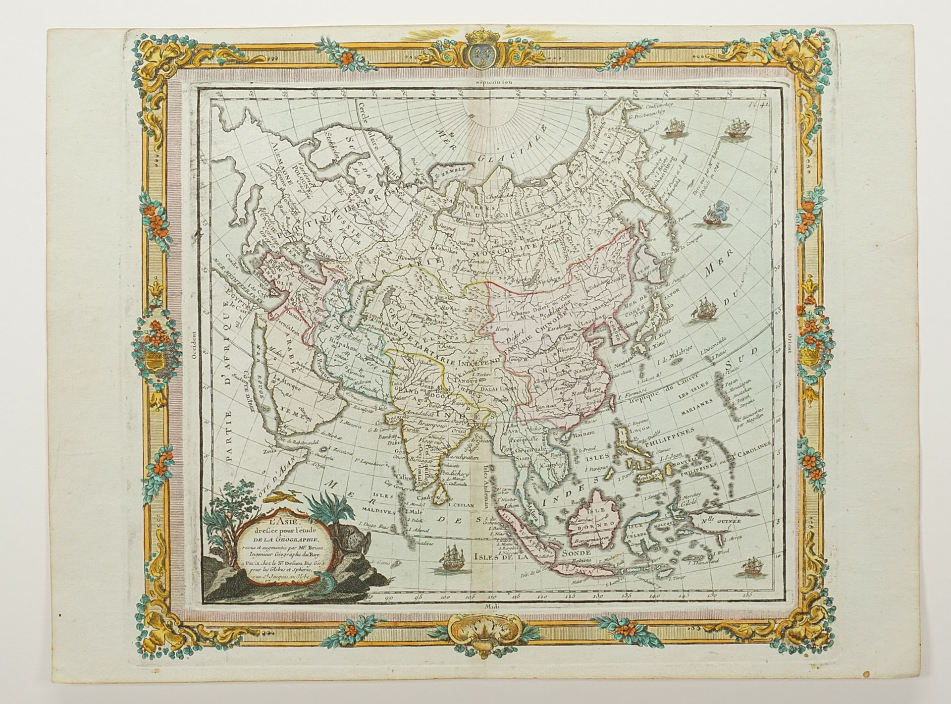 Louis Charles Desnos (1725-1805), Map of Asia - Image 3 of 3