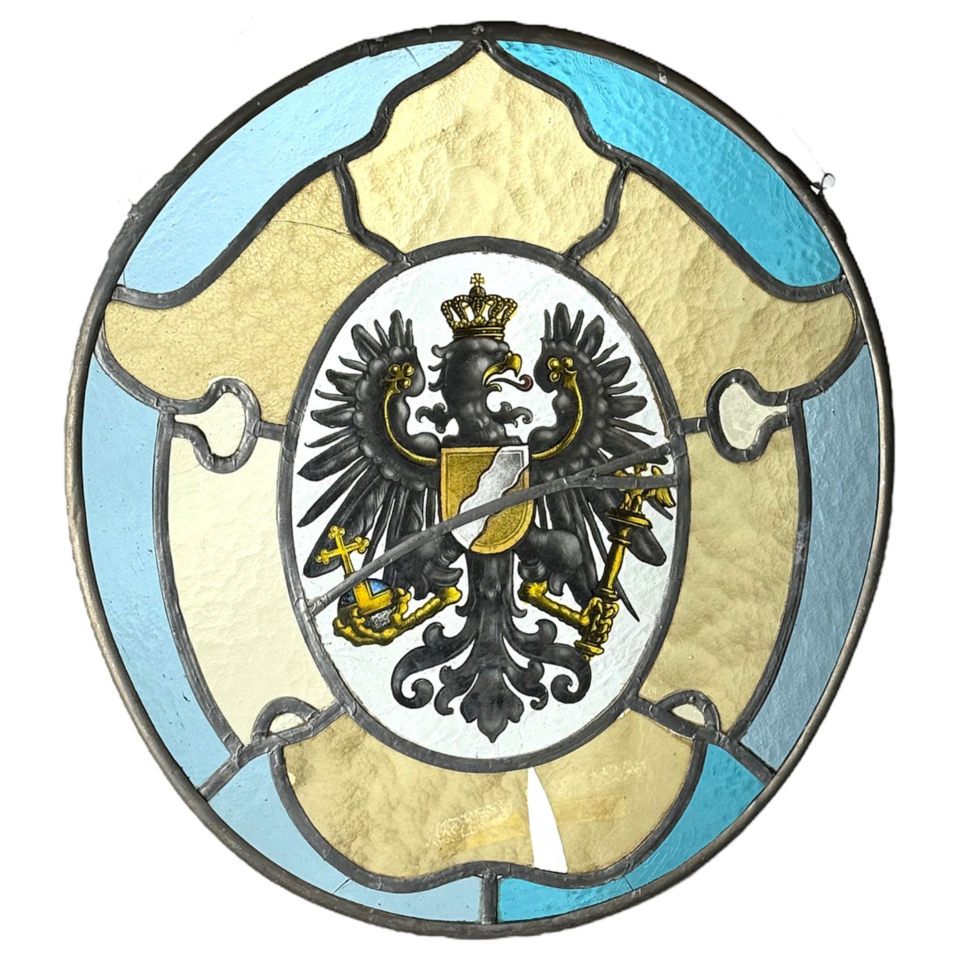 Deutsche Glaswerkstätte, Glasbild mit dem Wappen von Baden, um 1880 - Bild 2 aus 2