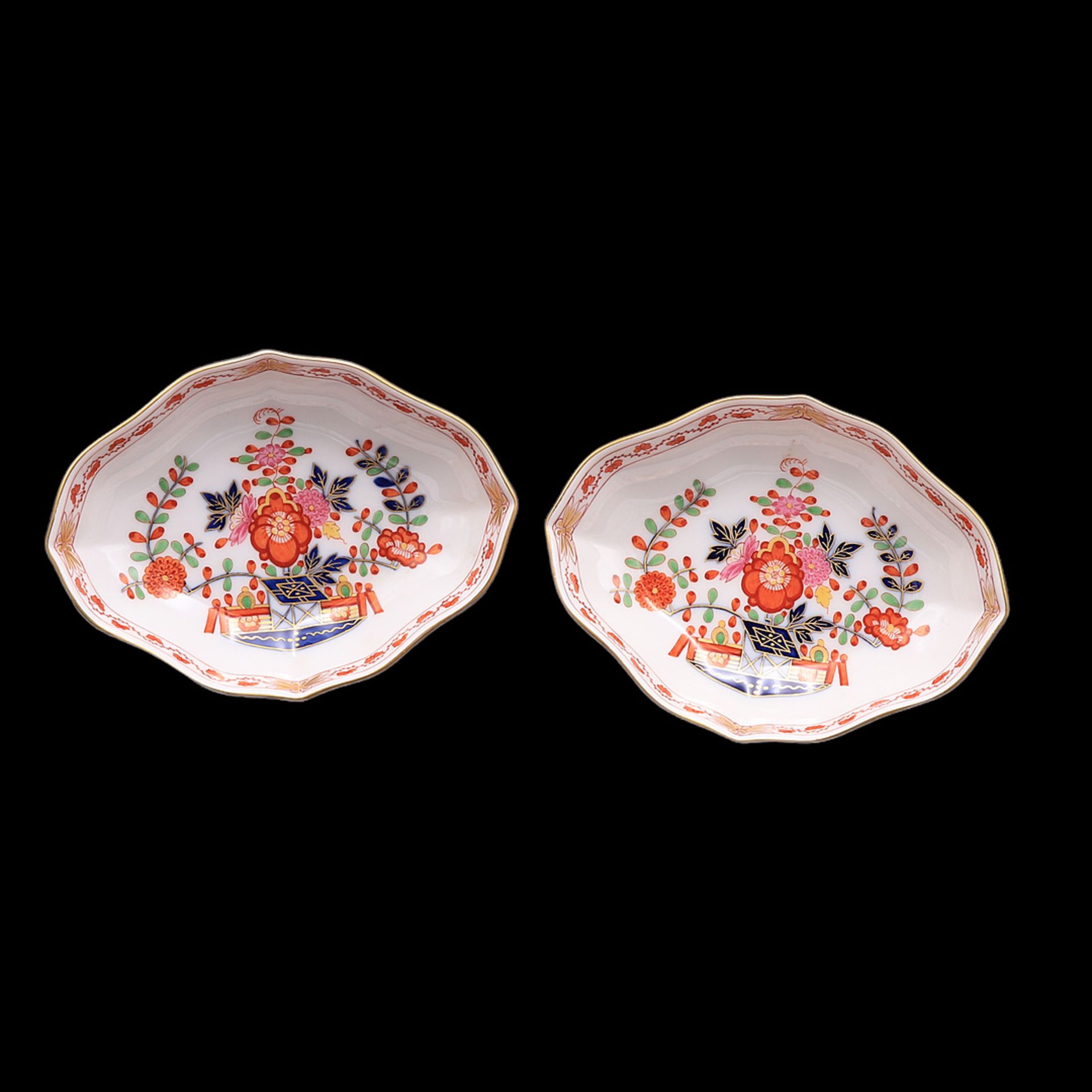 Three Meissen mocha cups and four bowls with Indian painting - Image 6 of 6