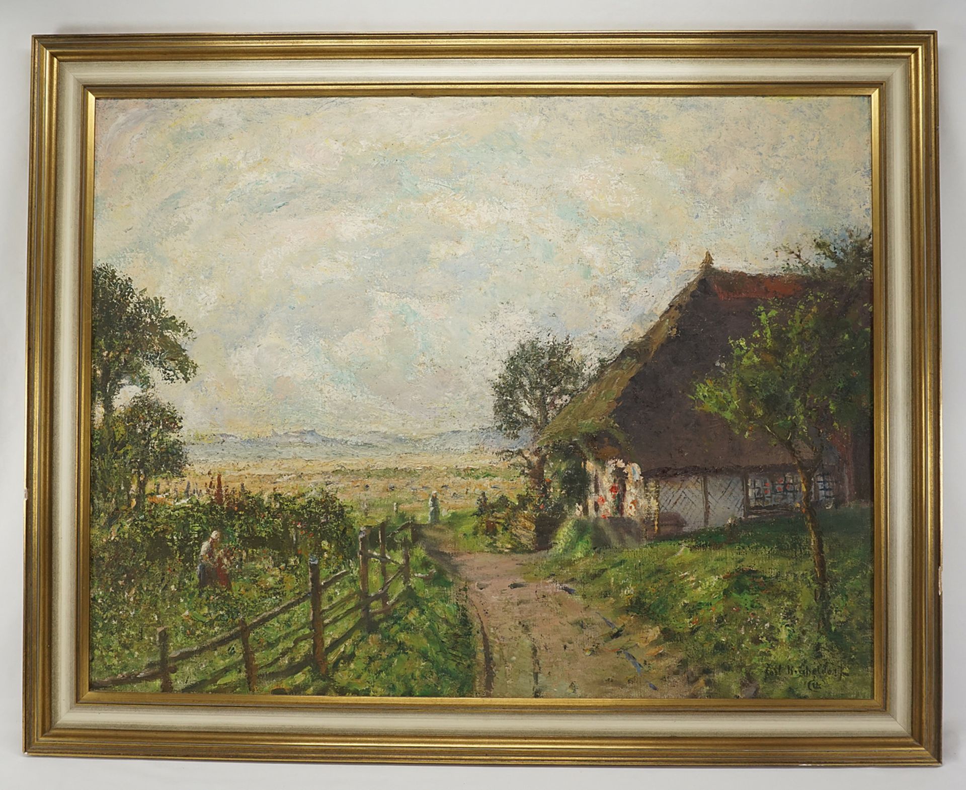 Carl Kricheldorf (1863-1940), Farm garden on a summer day - Image 2 of 4