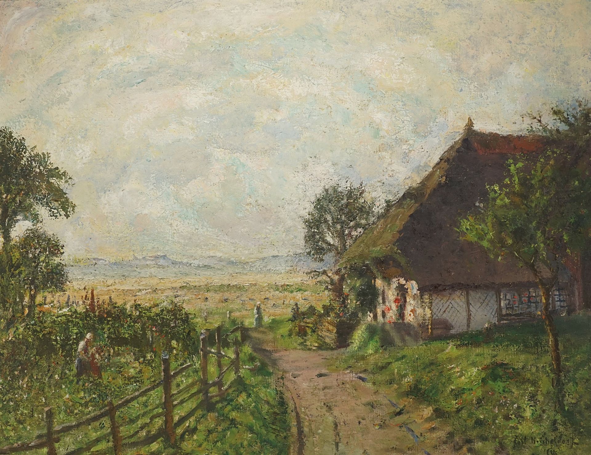 Carl Kricheldorf (1863-1940), Farm garden on a summer day