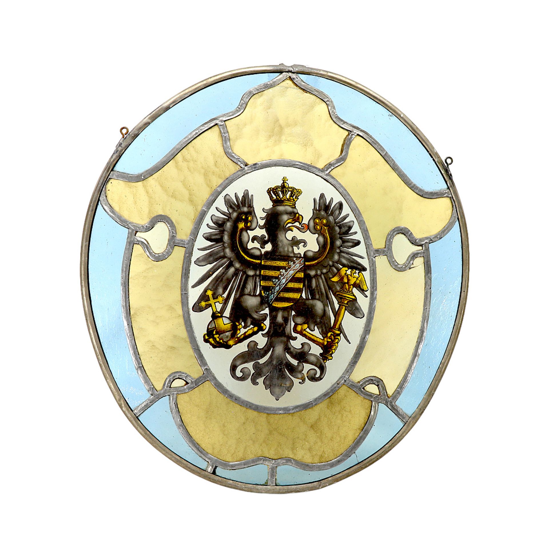 German glass workshop, Glass painting with the Saxony coat of arms, around 1880 - Image 2 of 2