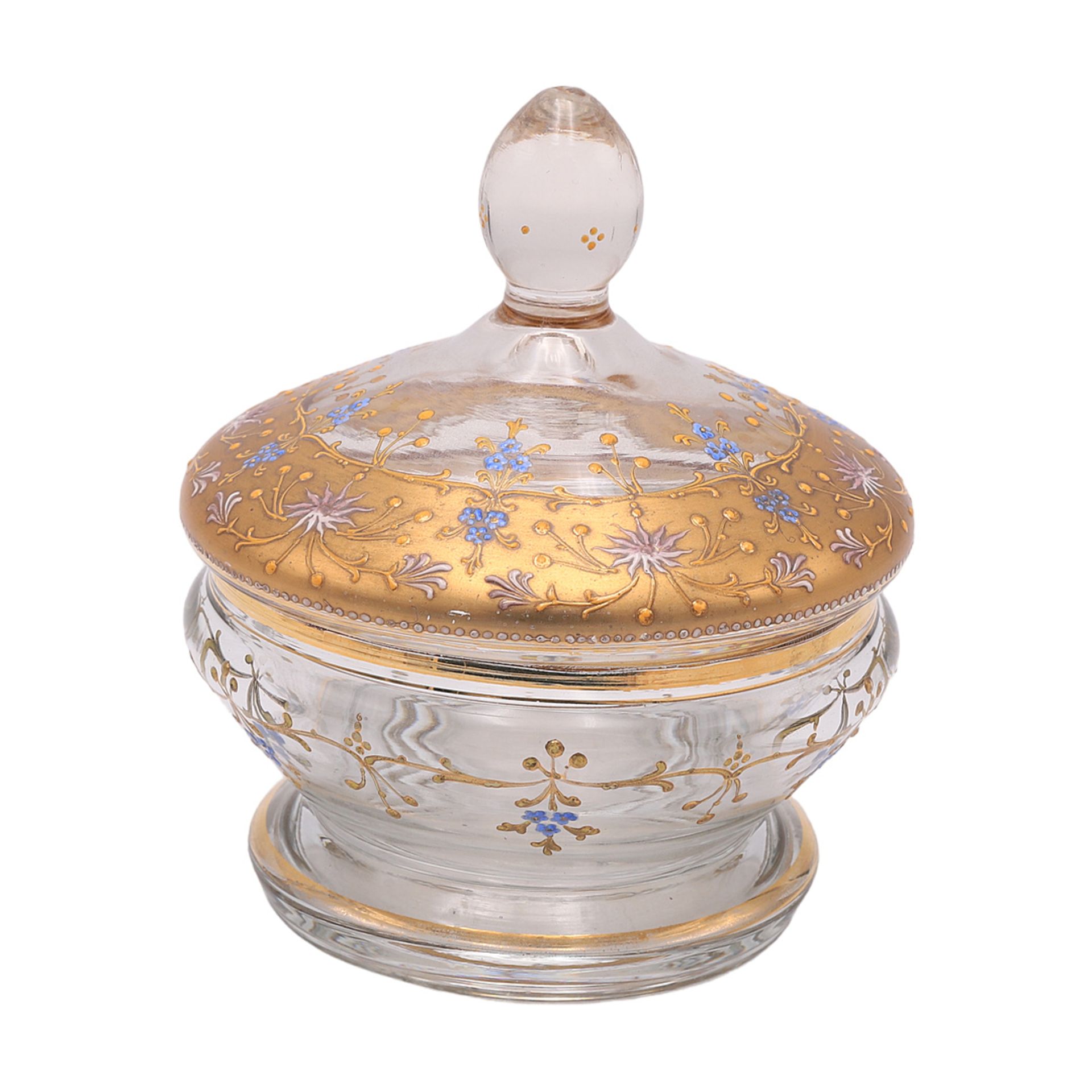 Lidded box "Forget-me-not?, North Bohemian glassworks, around 1900