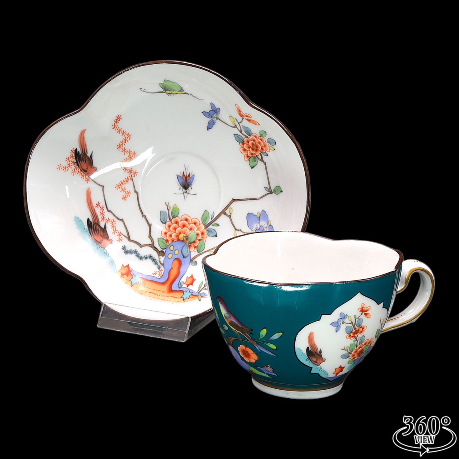 Meissen quatrefoil cup with Indian painting, 2nd half of the 19th century