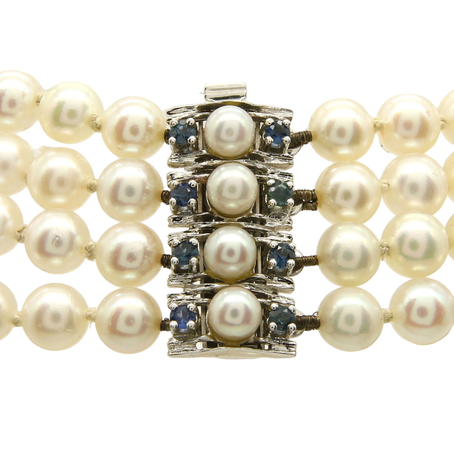 Four-row pearl bracelet with gold clasp - Image 2 of 3
