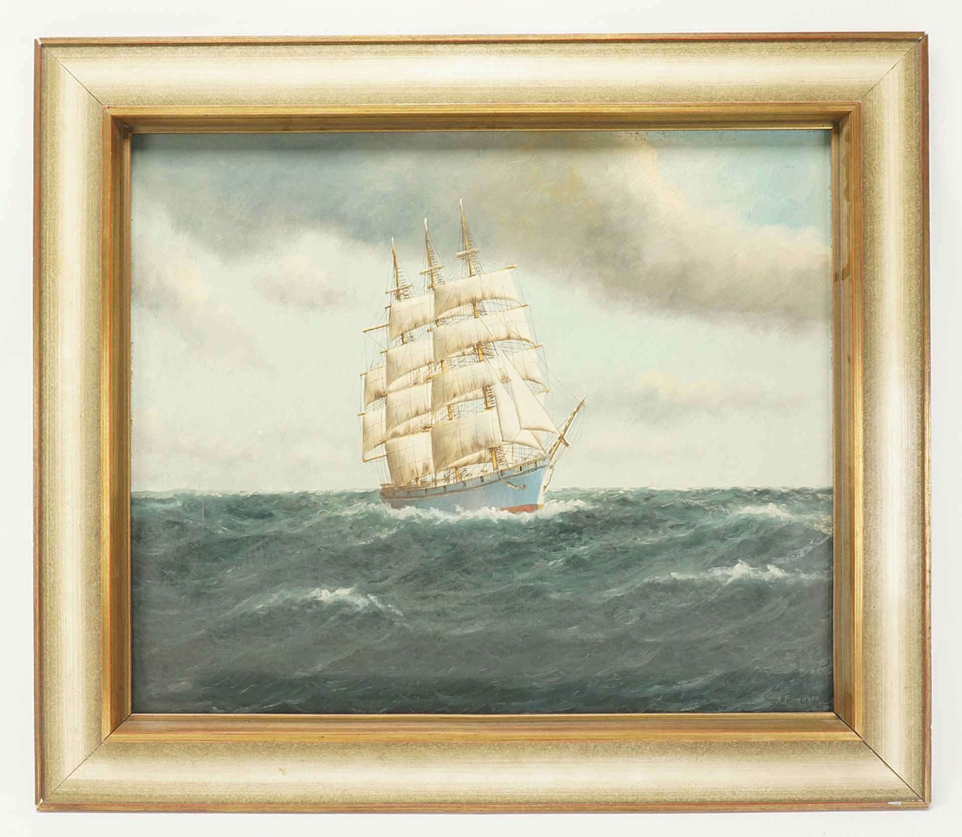 A. Frensen, Three-masted barque on the high seas - Image 2 of 4