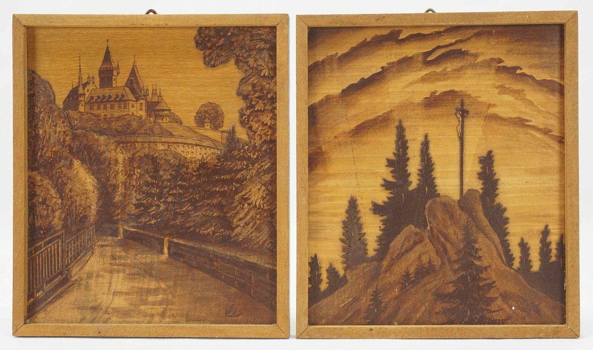 Two wood collages