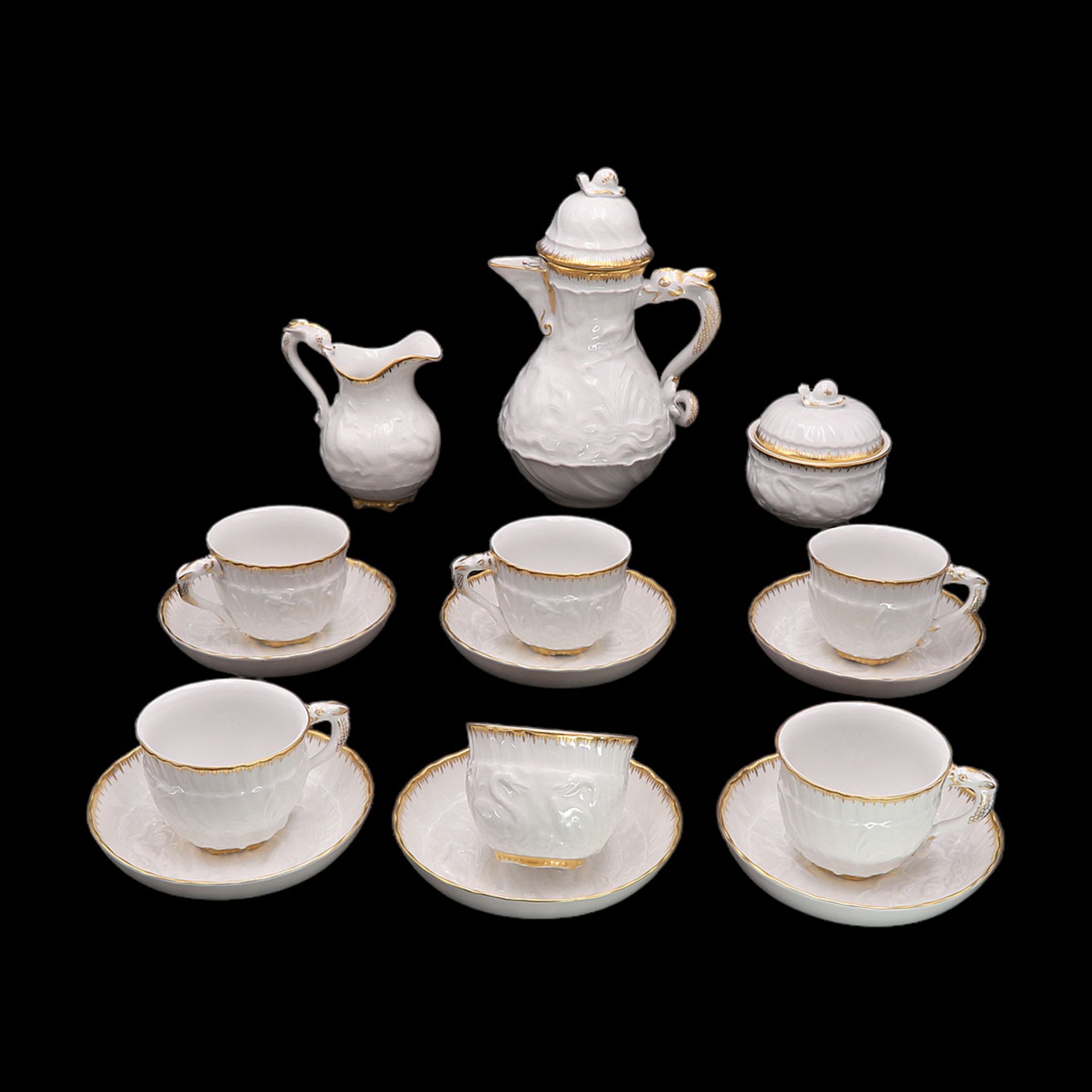 Meissen Swan mocha service for 6 people