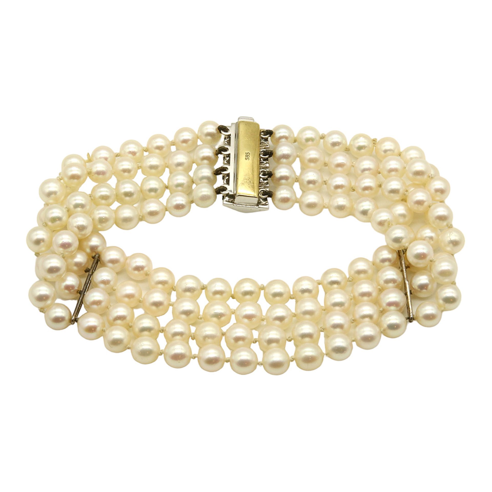 Four-row pearl bracelet with gold clasp - Image 3 of 3