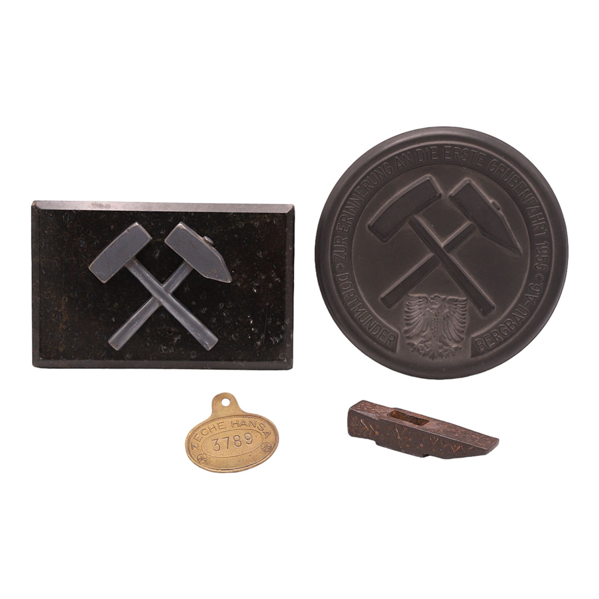 Four pieces of mining memorabilia, mid-20th century