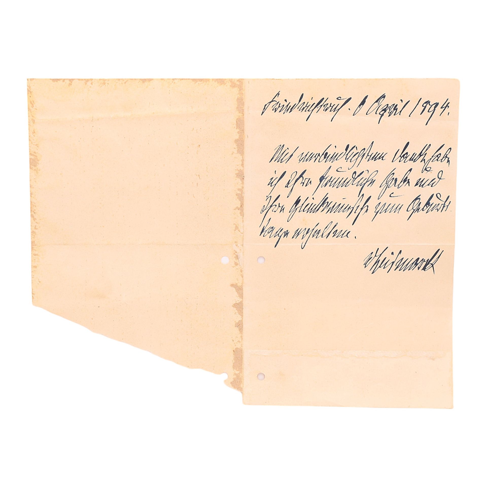 Otto von Bismarck, Handwritten letter, 1894 - Image 2 of 2