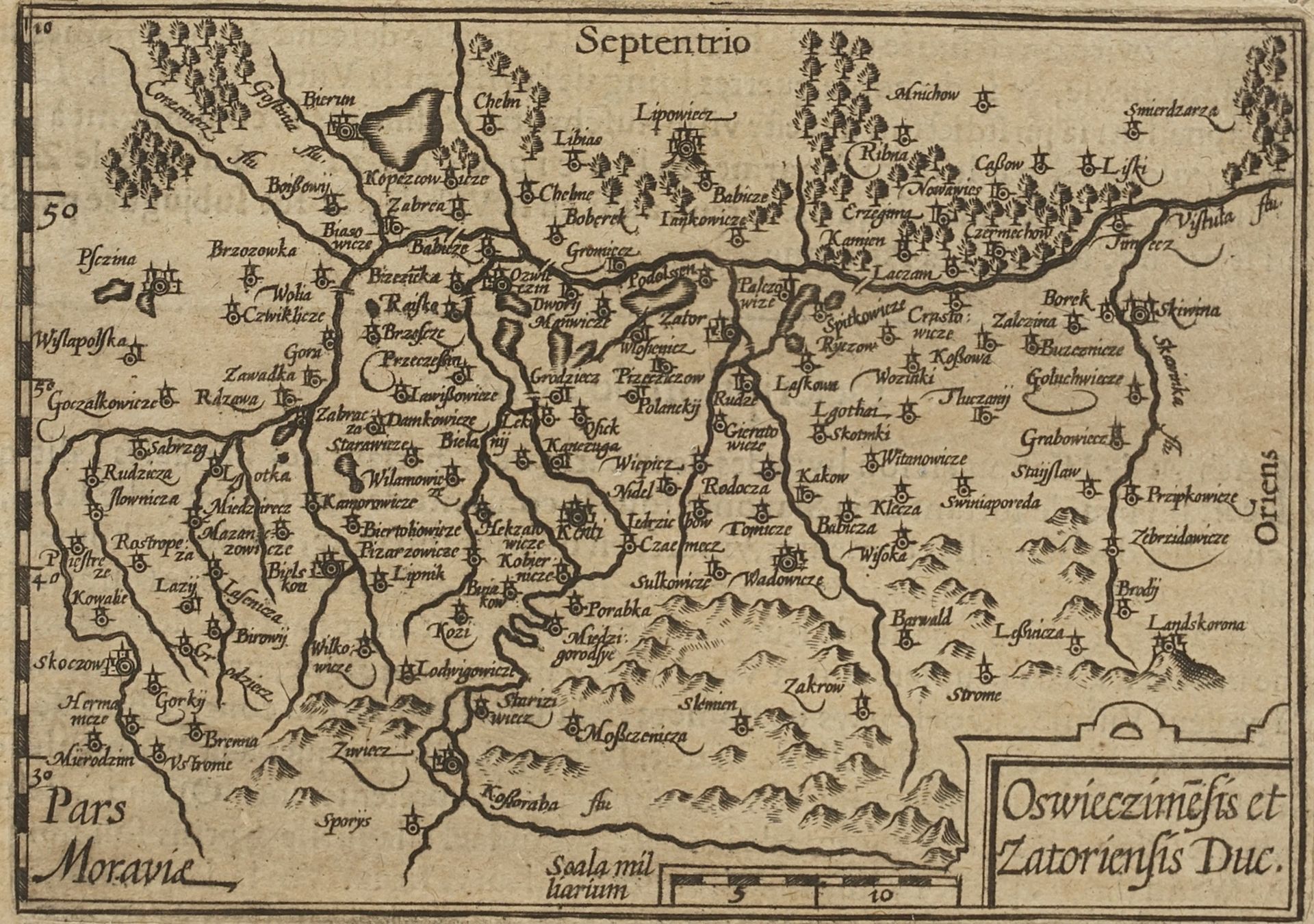 Petrus Bertius (1565-1629), Map of Auschwitz and Zator