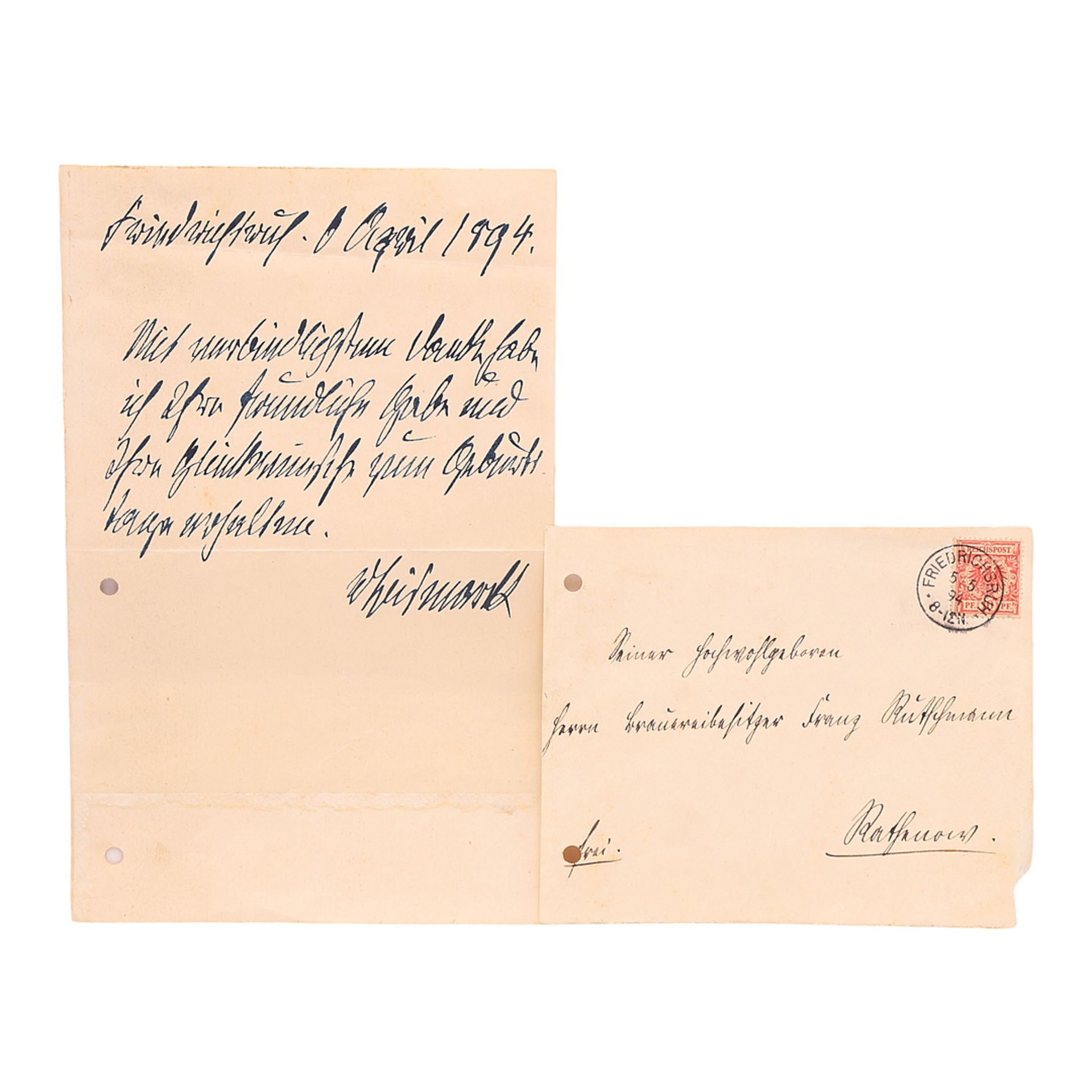 Otto von Bismarck, Handwritten letter, 1894