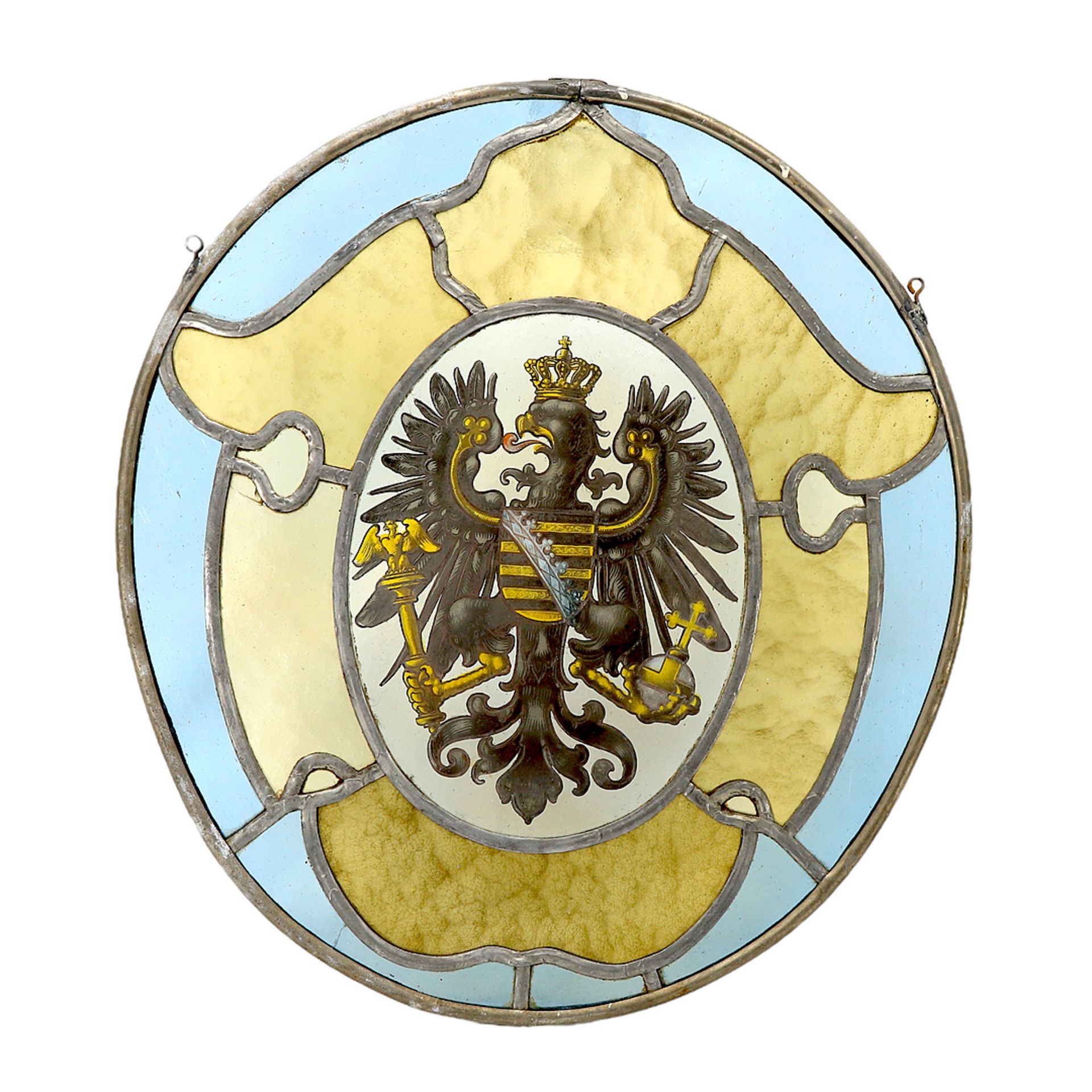 German glass workshop, Glass painting with the Saxony coat of arms, around 1880
