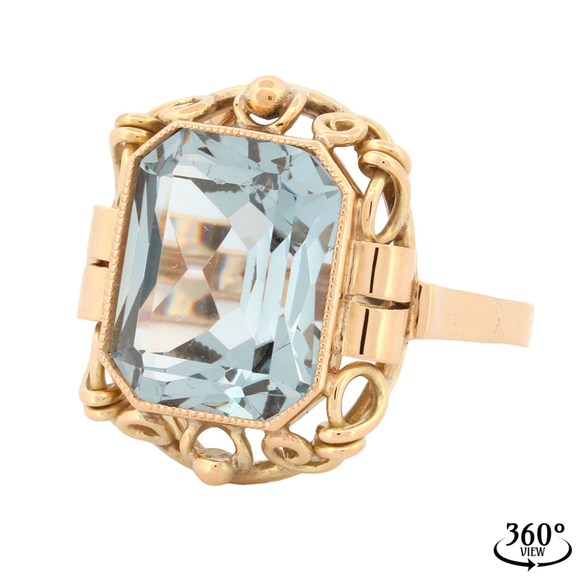 Art Deco ring with Santa Maria aquamarine