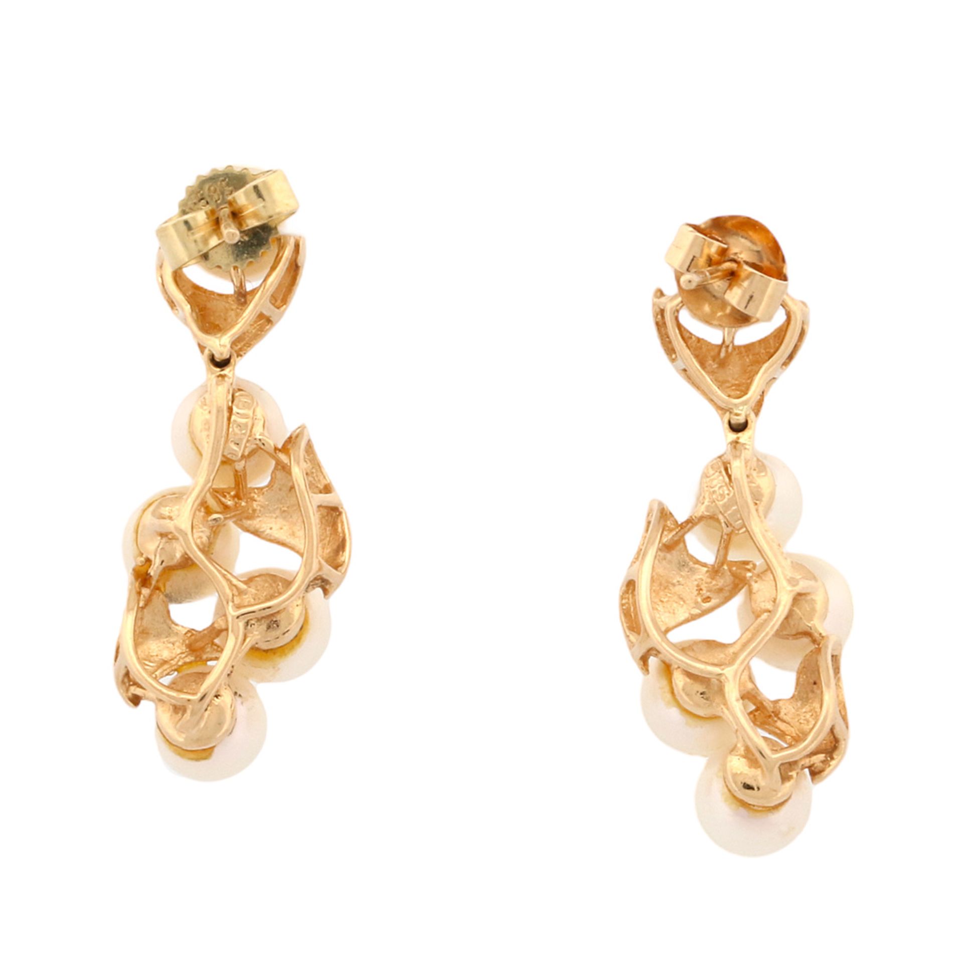Stud earrings with pearls - Image 2 of 2