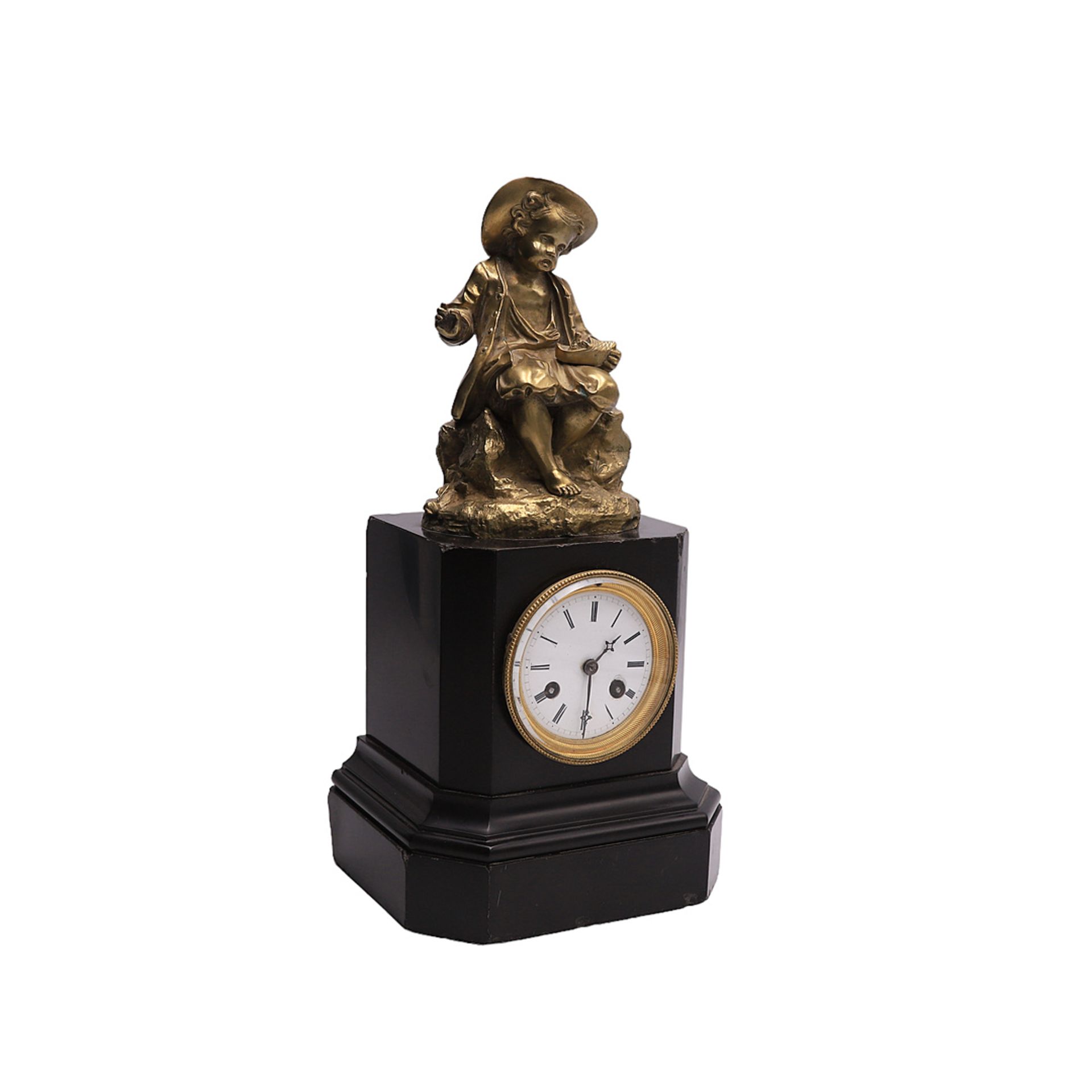 Mantelpiece clock with a boy, German workshop, 19th century - Image 3 of 6