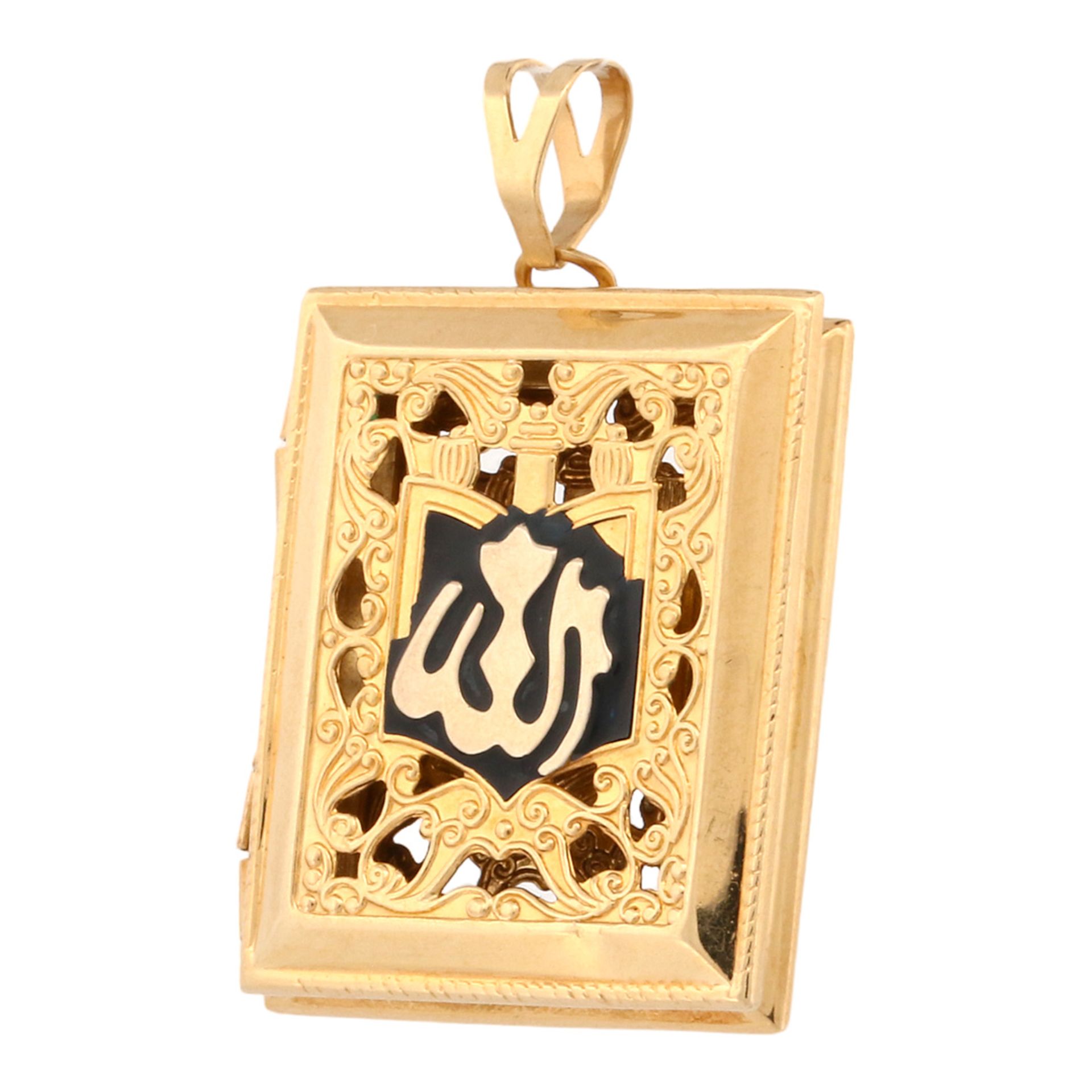 Openable pendant of a Koran with "Allah" inscription