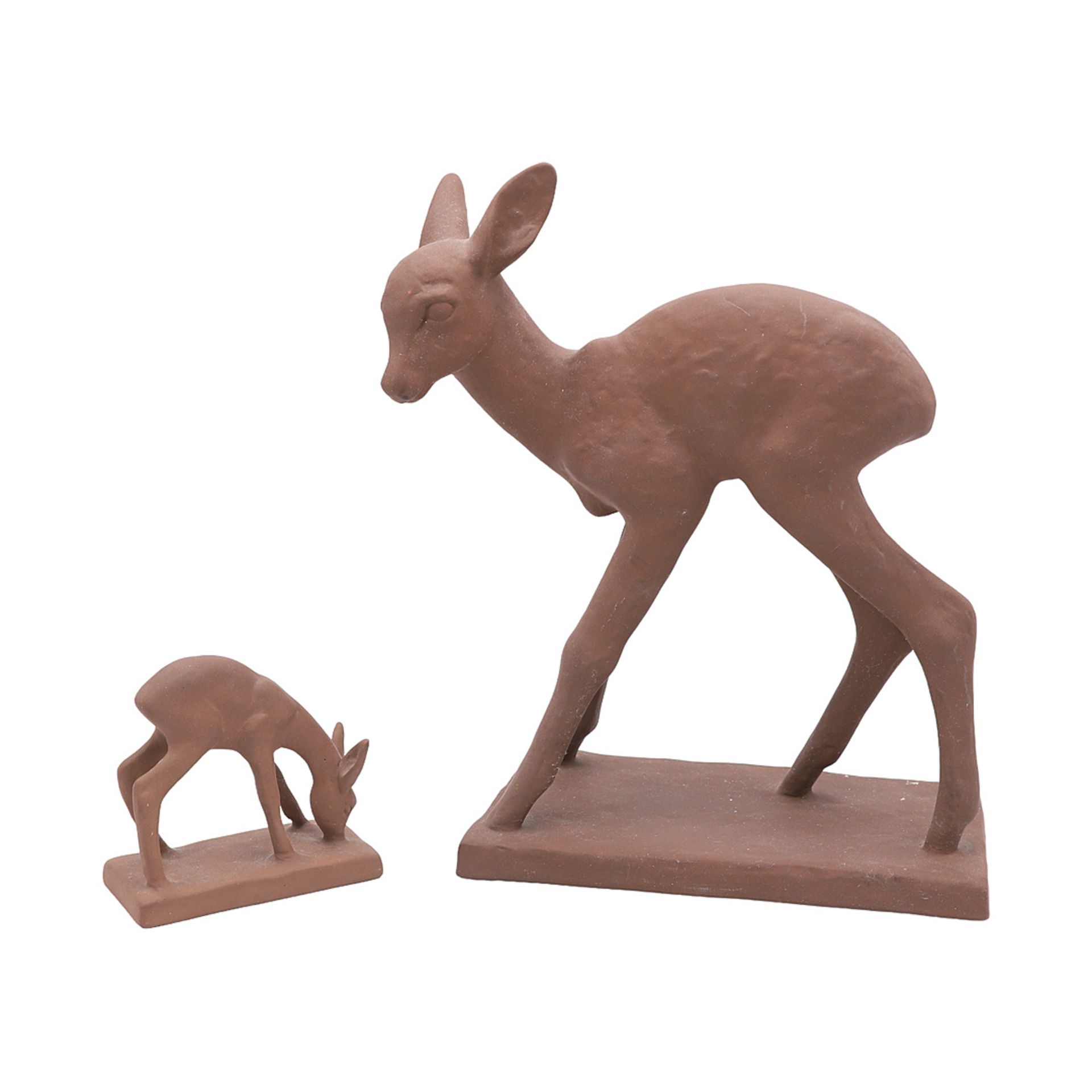Two majolica Karlsruhe deer figures