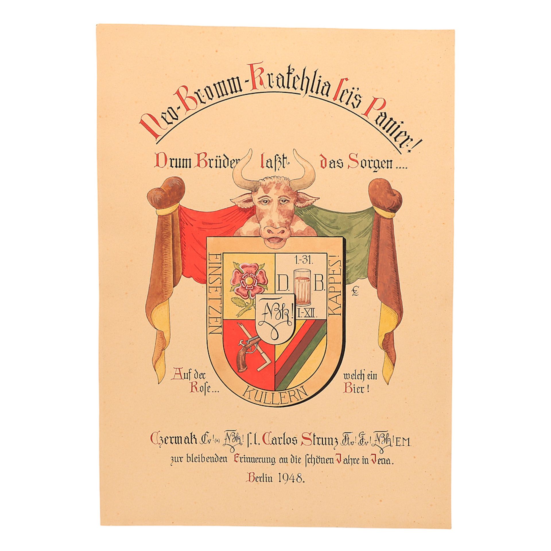Studentica - Neo-Bromm-Krakehlia Jena Coat of arms watercolor, 1948