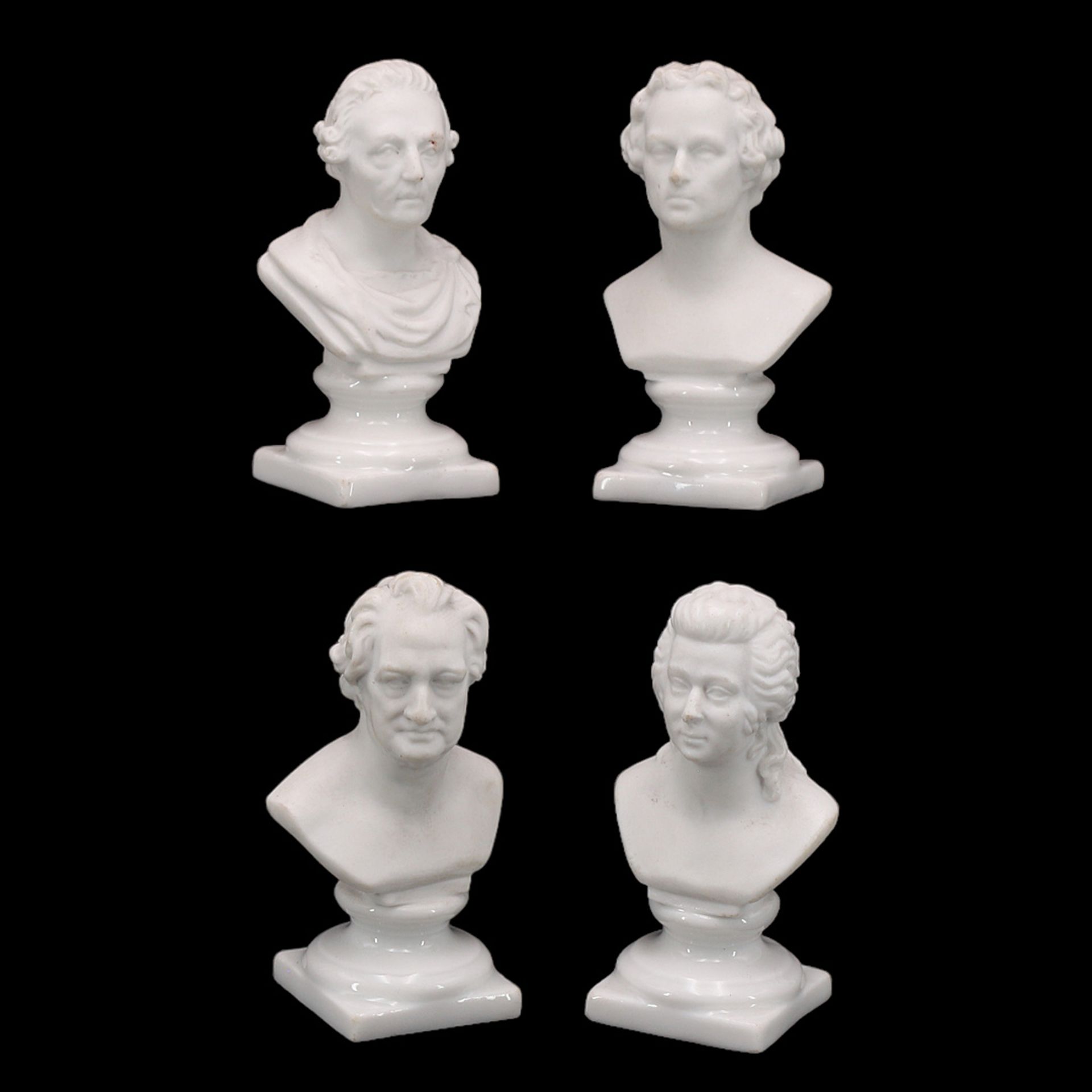 Four KPM Berlin miniature busts