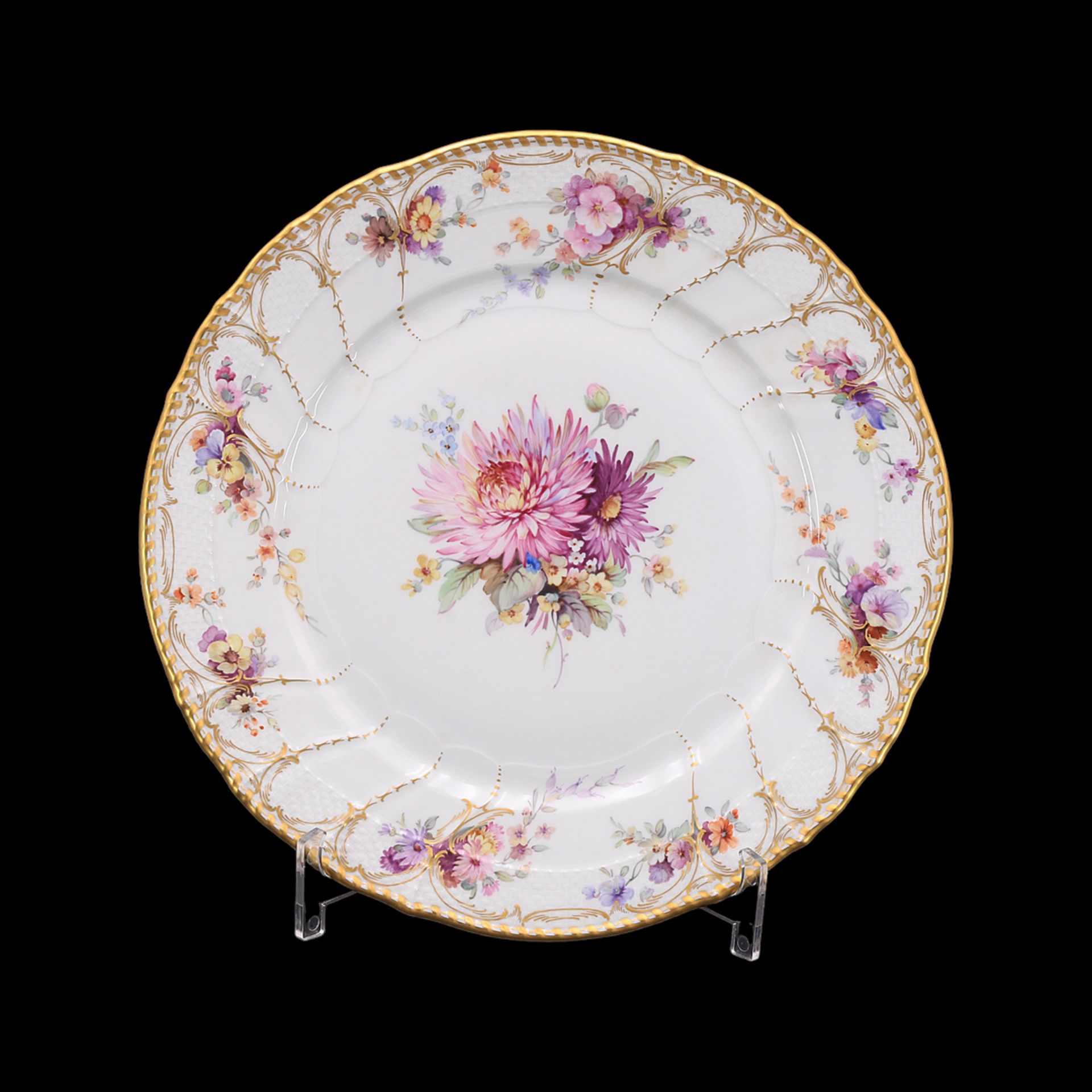 KPM Berlin anniversary plate with flower painting, 1988