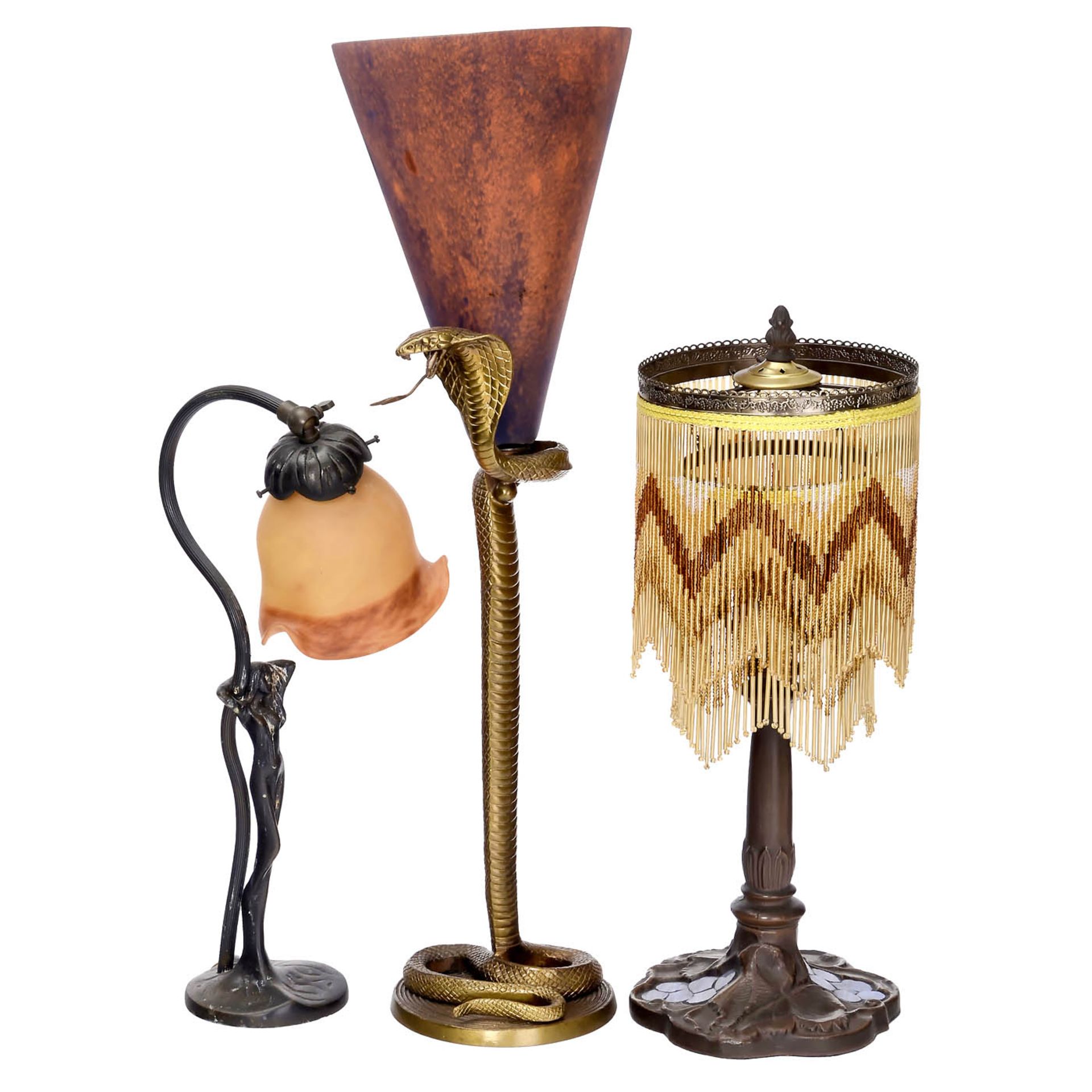 6 Art-Nouveau and Art-Deco-Style Table Lamps, c. 1980 - Image 3 of 4