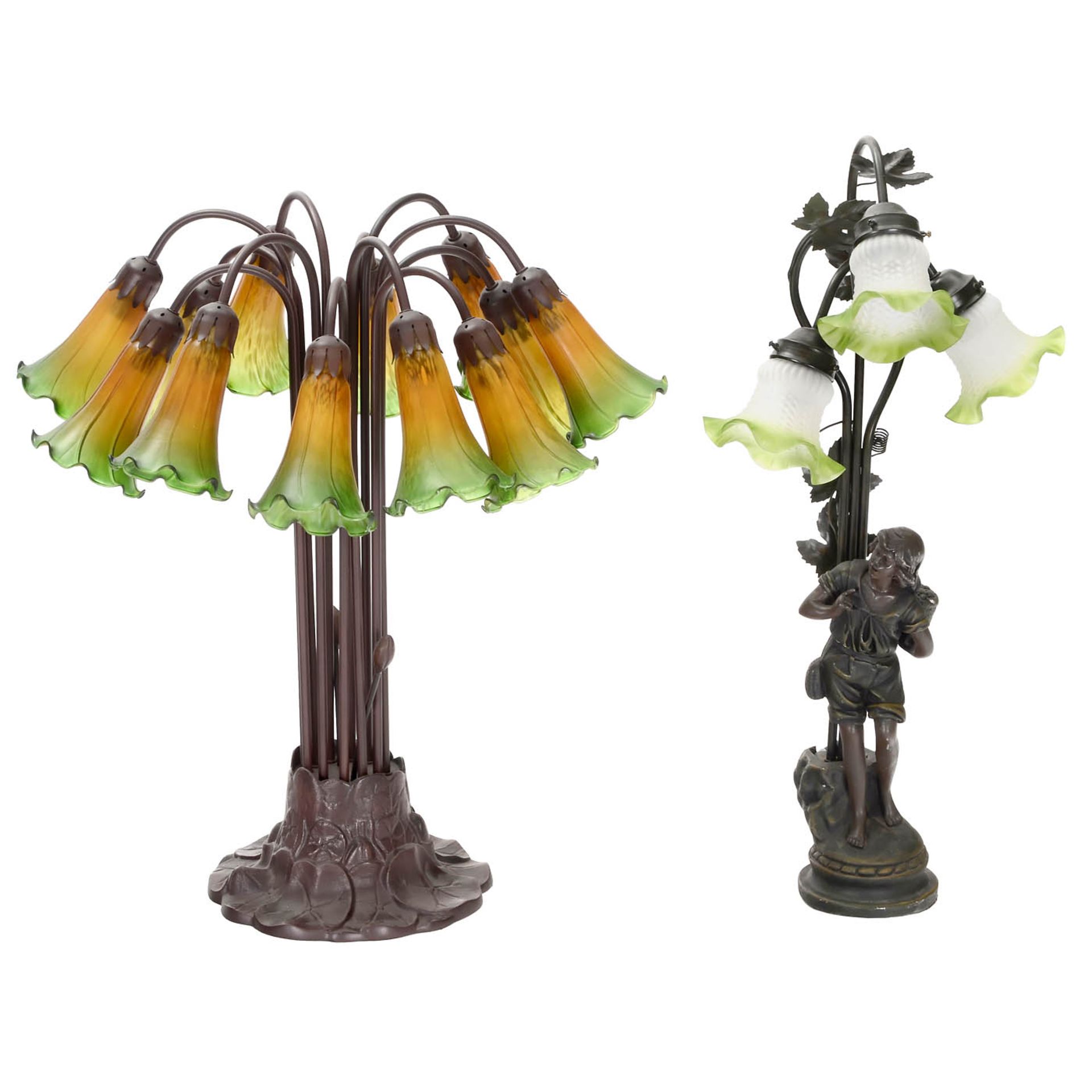 2 Art-Nouveau-Style Table Lamps, c. 1980 - Bild 2 aus 2