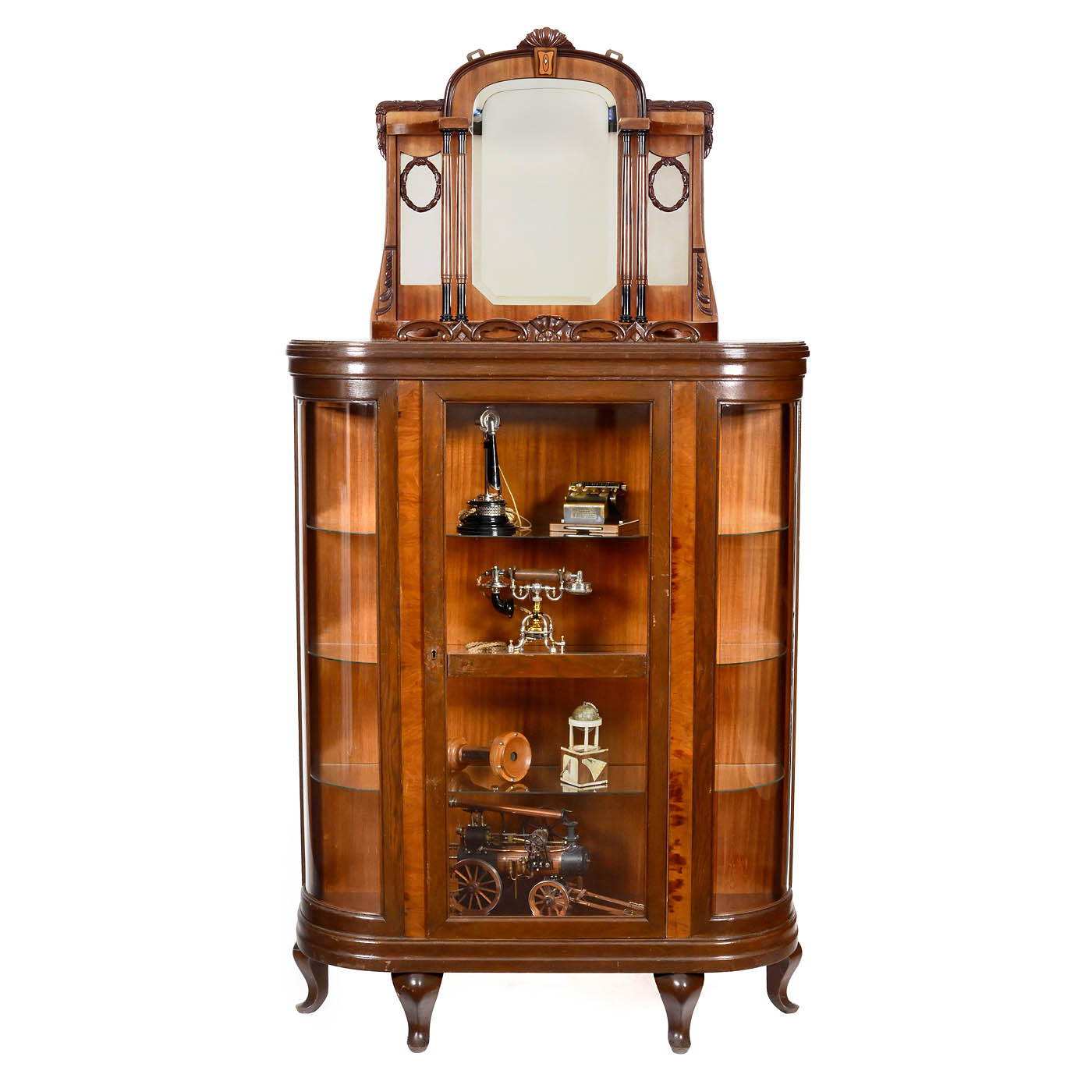 Display Cabinet with Mirror Top, c. 1920