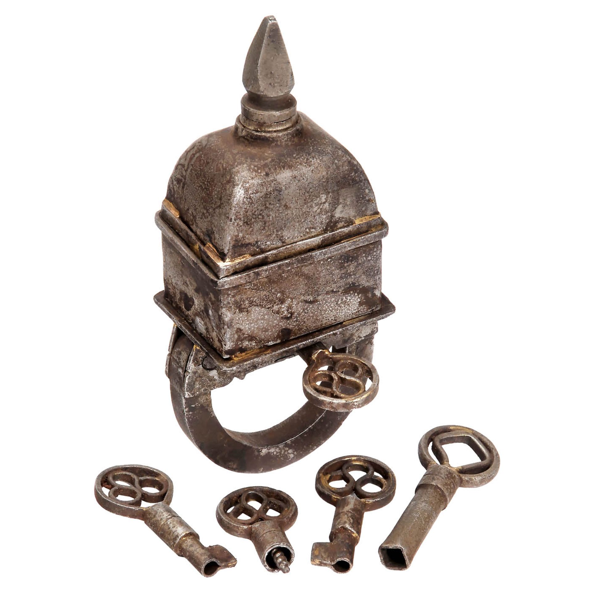 Wrought-Iron Padlock for 4 Keys, c. 1780 - Bild 3 aus 3