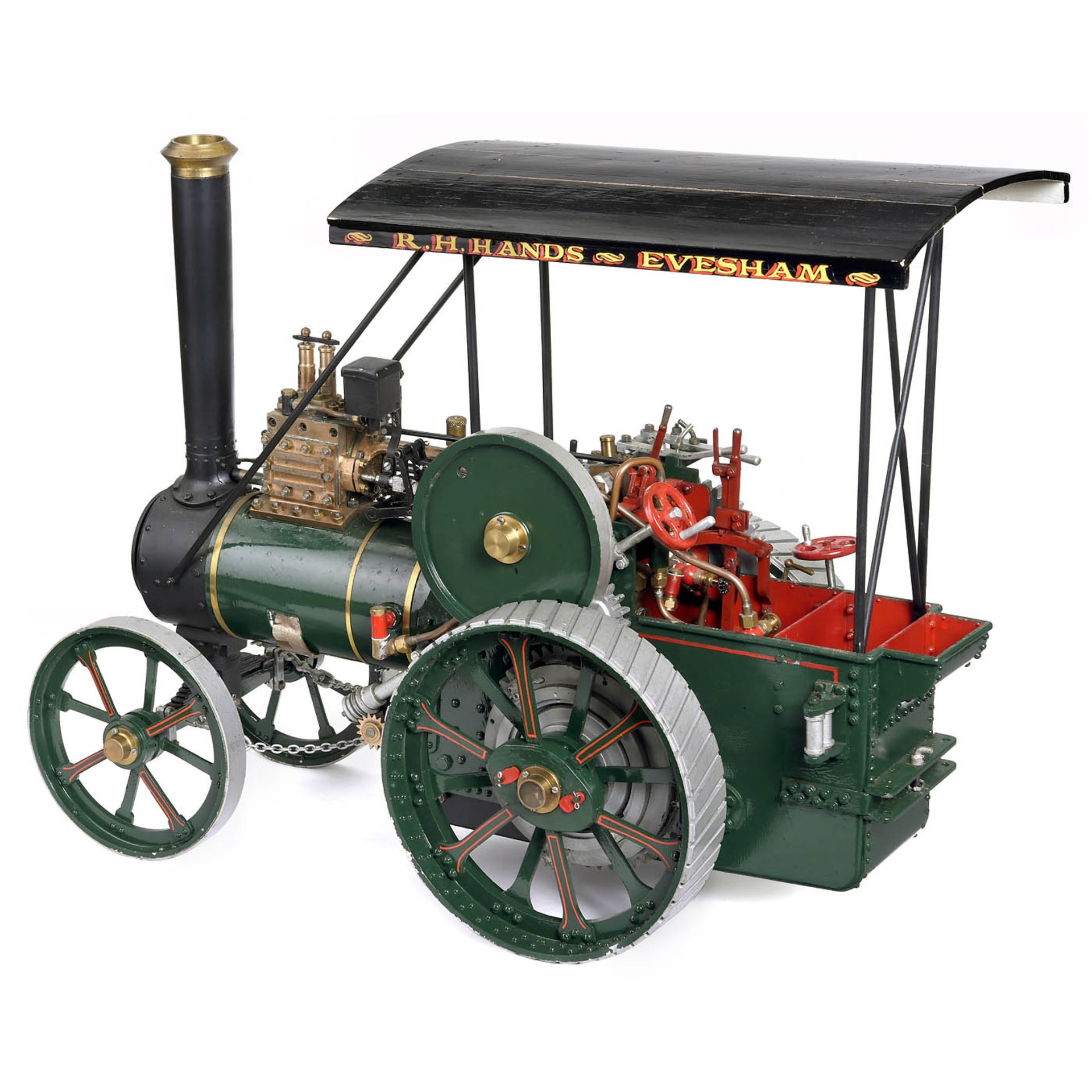 Model of a British Single-Cylinder Live Steam Traction Engine with Rope Winch, c. 1970 - Bild 4 aus 5