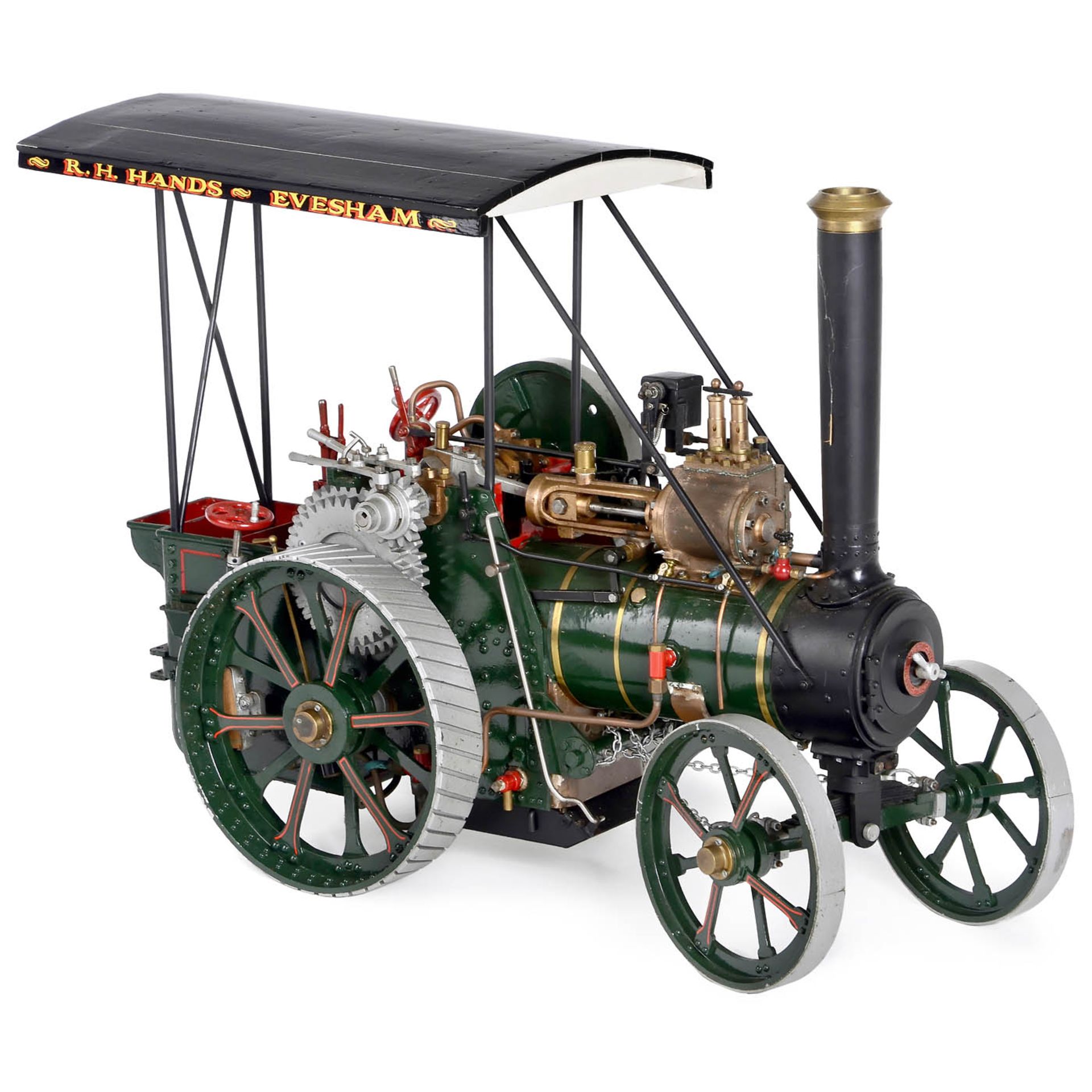 Model of a British Single-Cylinder Live Steam Traction Engine with Rope Winch, c. 1970 - Bild 2 aus 5