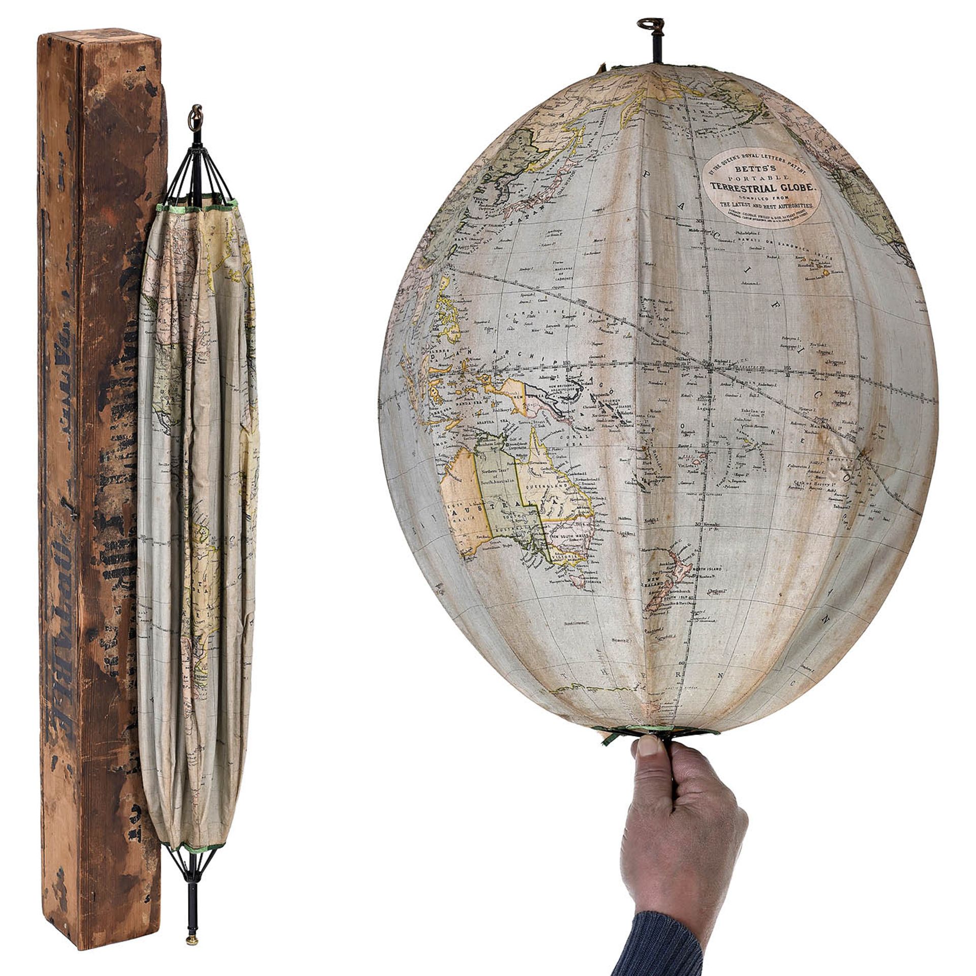 Bett's 16-Inch Collapsible Terrestrial Globe, c. 1880 - Image 2 of 5