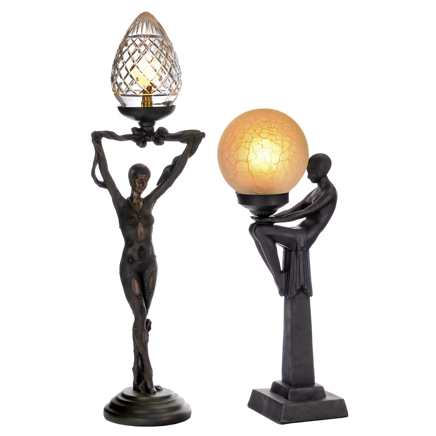 2 Art-Nouveau-Style Candle Holders and 4 Table Lamps, c. 1990 - Image 3 of 5