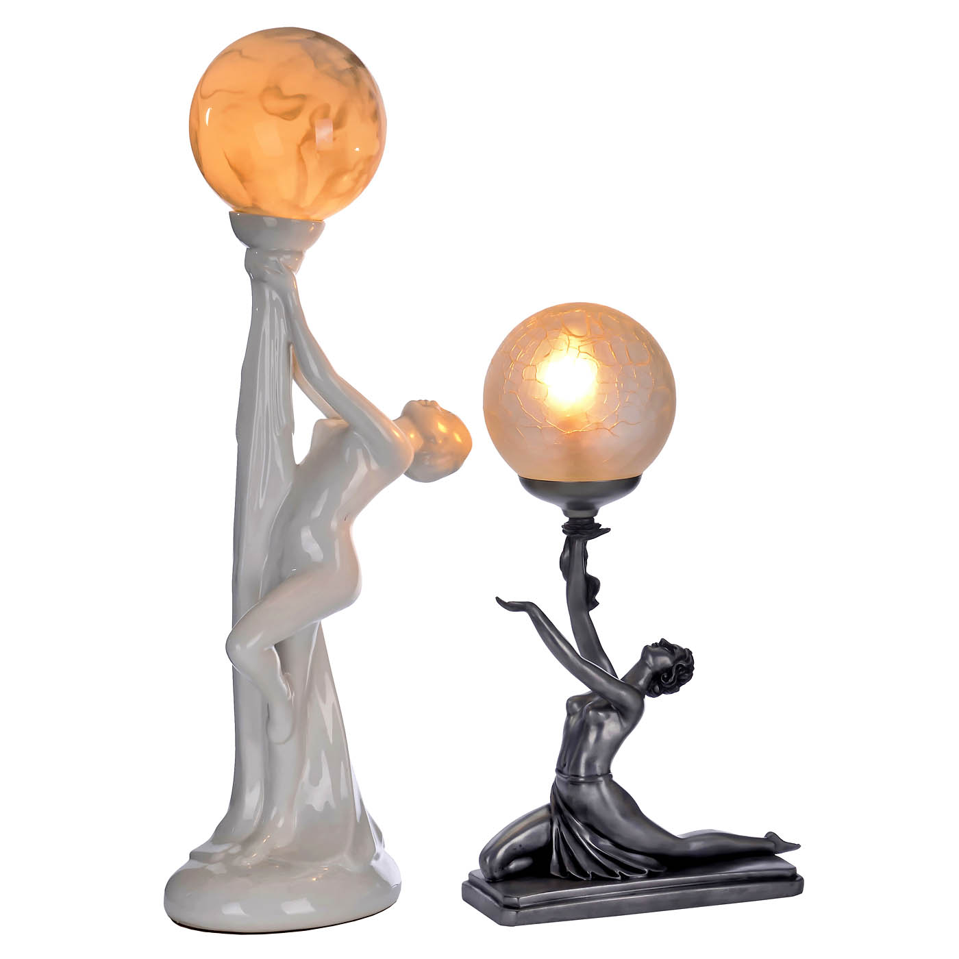 2 Art-Nouveau-Style Candle Holders and 4 Table Lamps, c. 1990 - Image 4 of 5