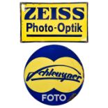 2 Zeiss and Schleussner Enamel Advertising Signs