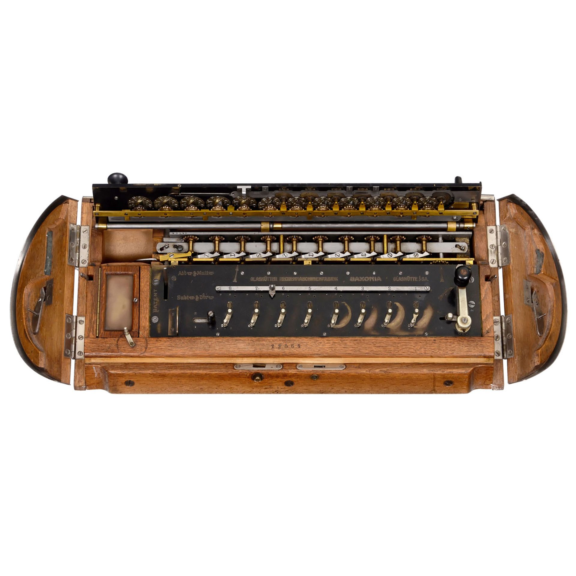 Rare Saxonia 3 (Rolltop) Calculator, 1910 - Bild 4 aus 5