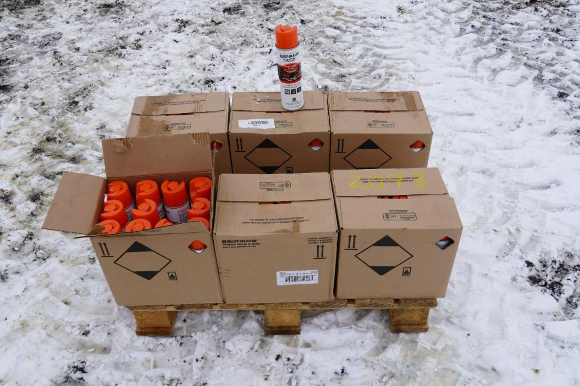 6 Cases Alert Orange Rustoleum Marking Paint