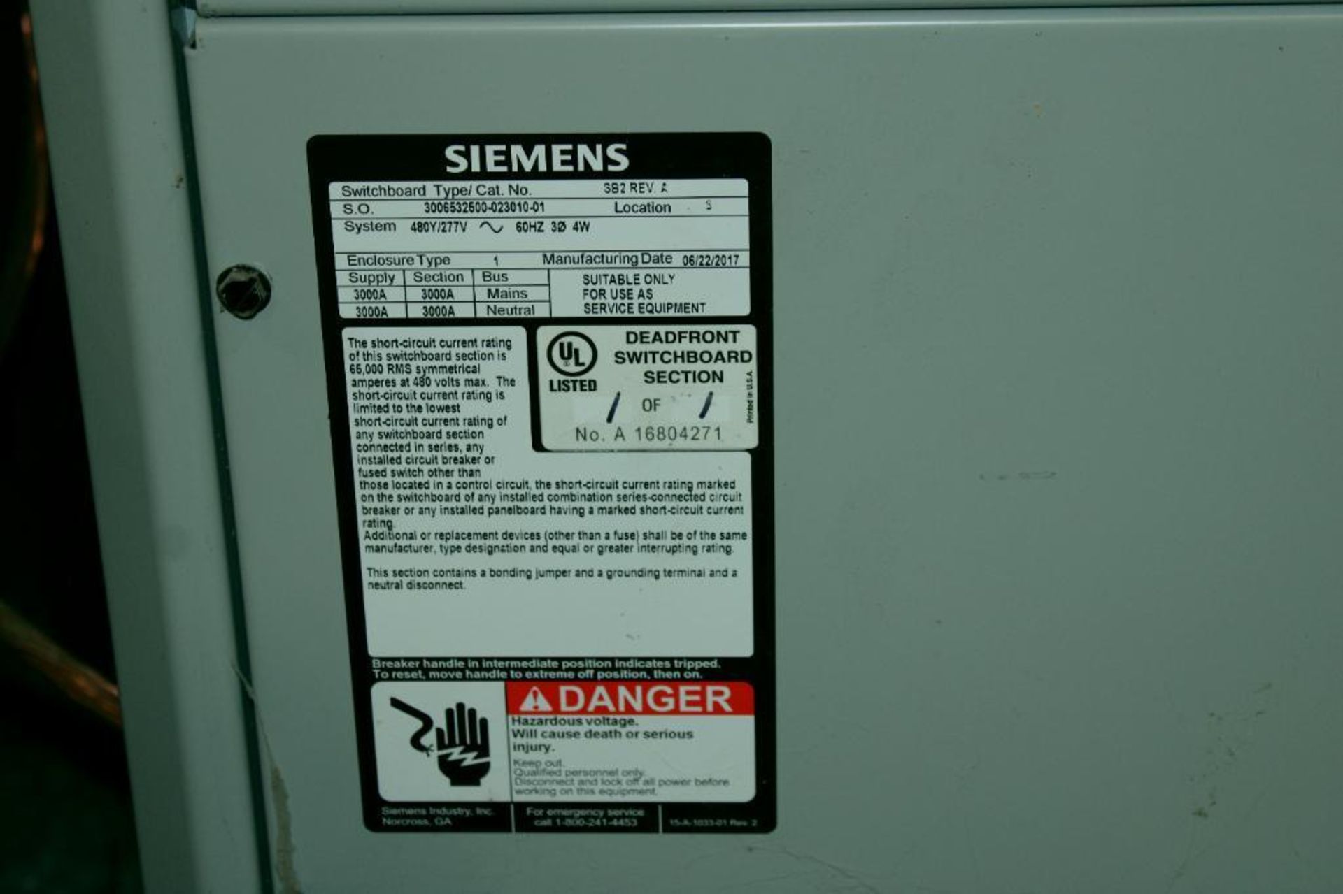 Siemens Switch Board - Image 3 of 6