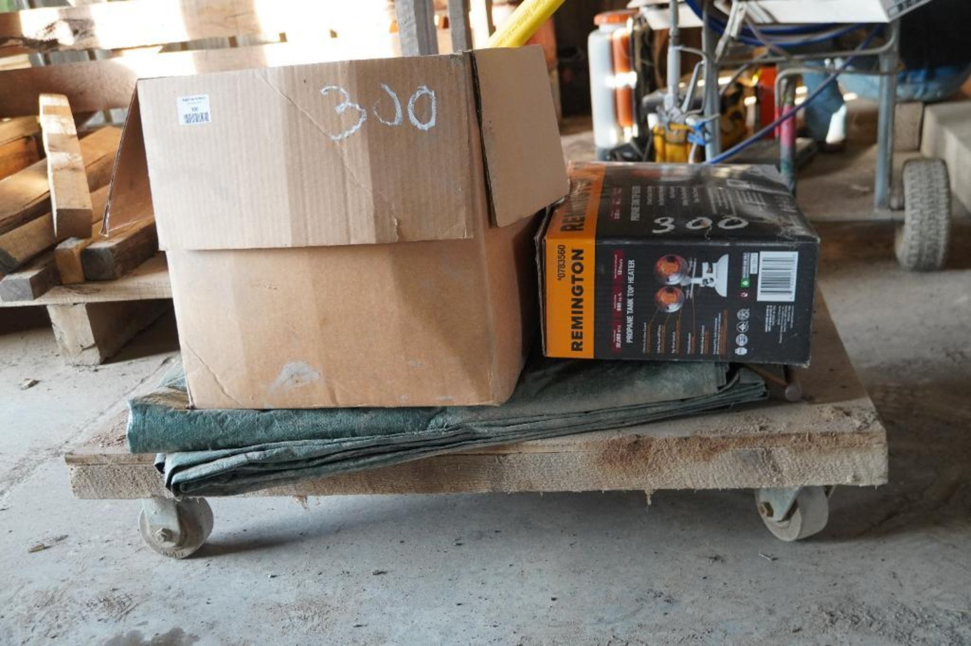 Propane Heater, Tarp, C-Clamps, Crack Sealers, and Hammer - Image 2 of 11
