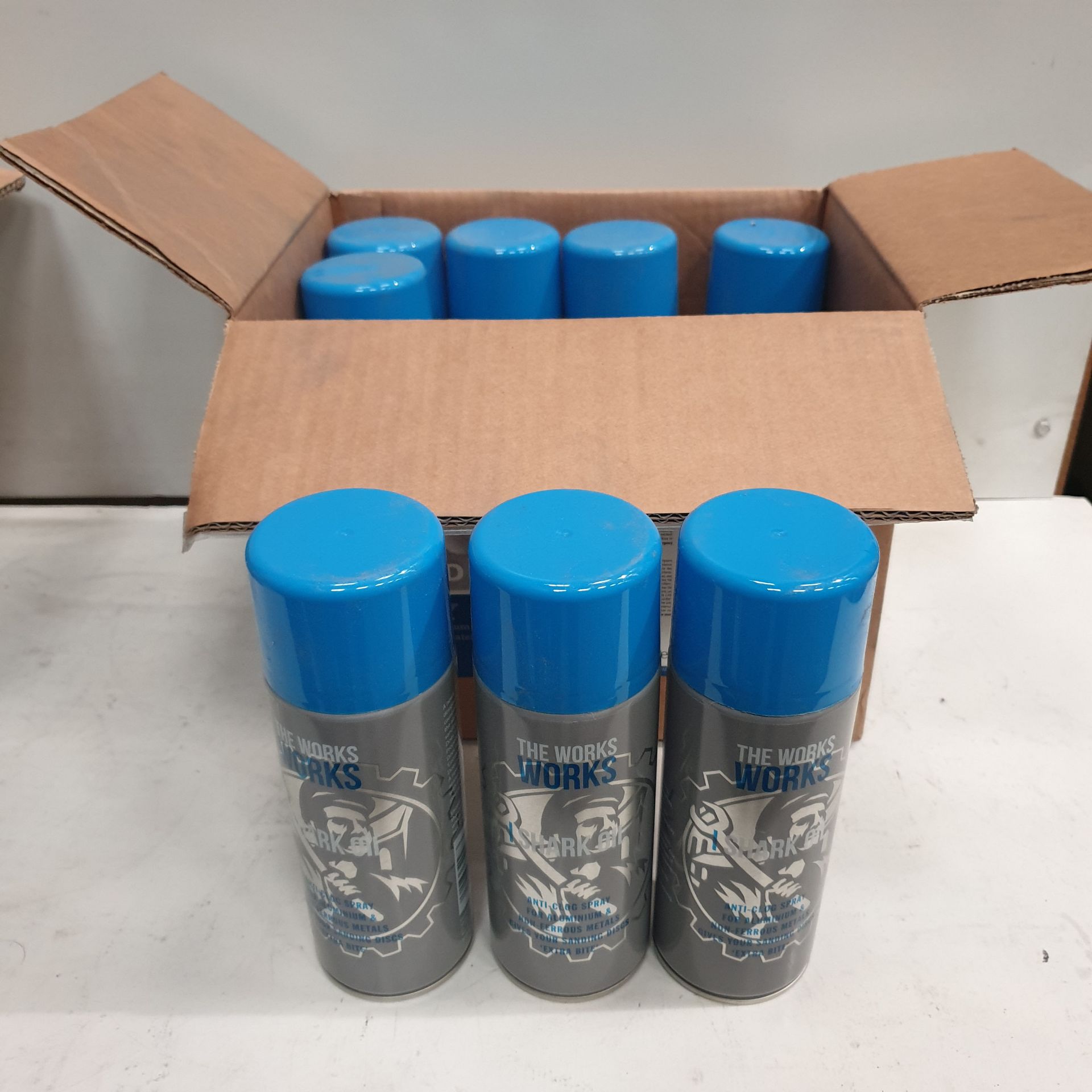 8 x Cans of The Works Works Shark Oil. Anti-Clog Spray for Aluminium Sanding.