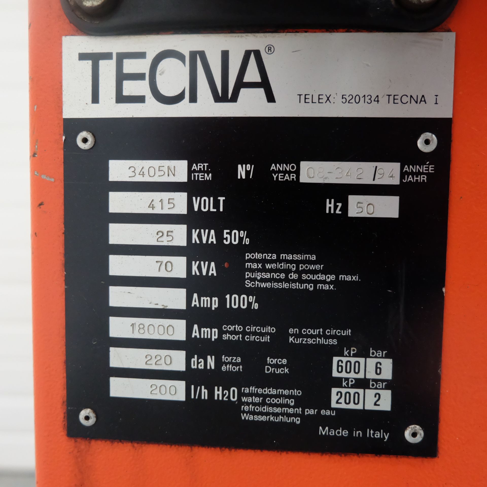 Tecna Model 340 5N Sheet Metal Spot Welder. - Image 6 of 6