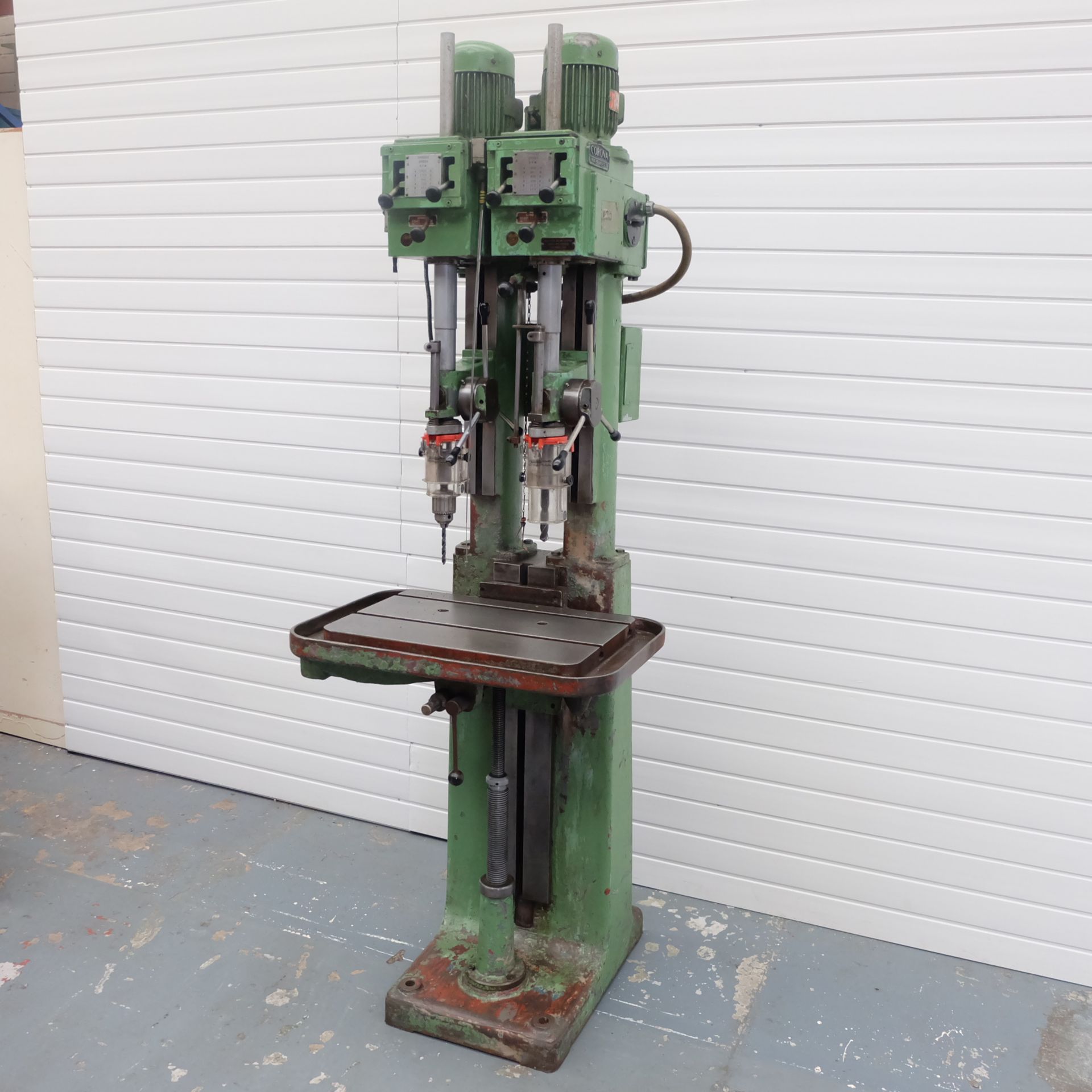 Pollard Corona 130 A/2 Gear Change Head Two Spindle Pedestal Drill. - Image 2 of 12
