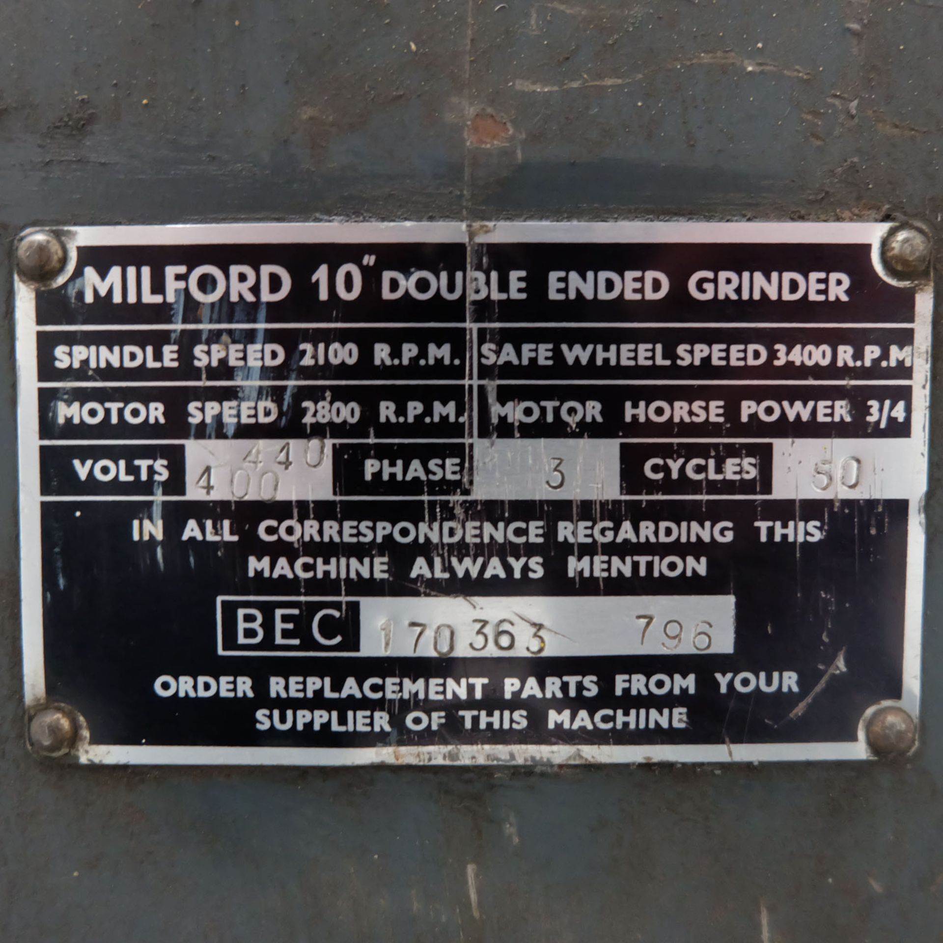 Milford 10" Double Ended Pedestal Grinder With Spiral Mop Spindle. - Image 5 of 6