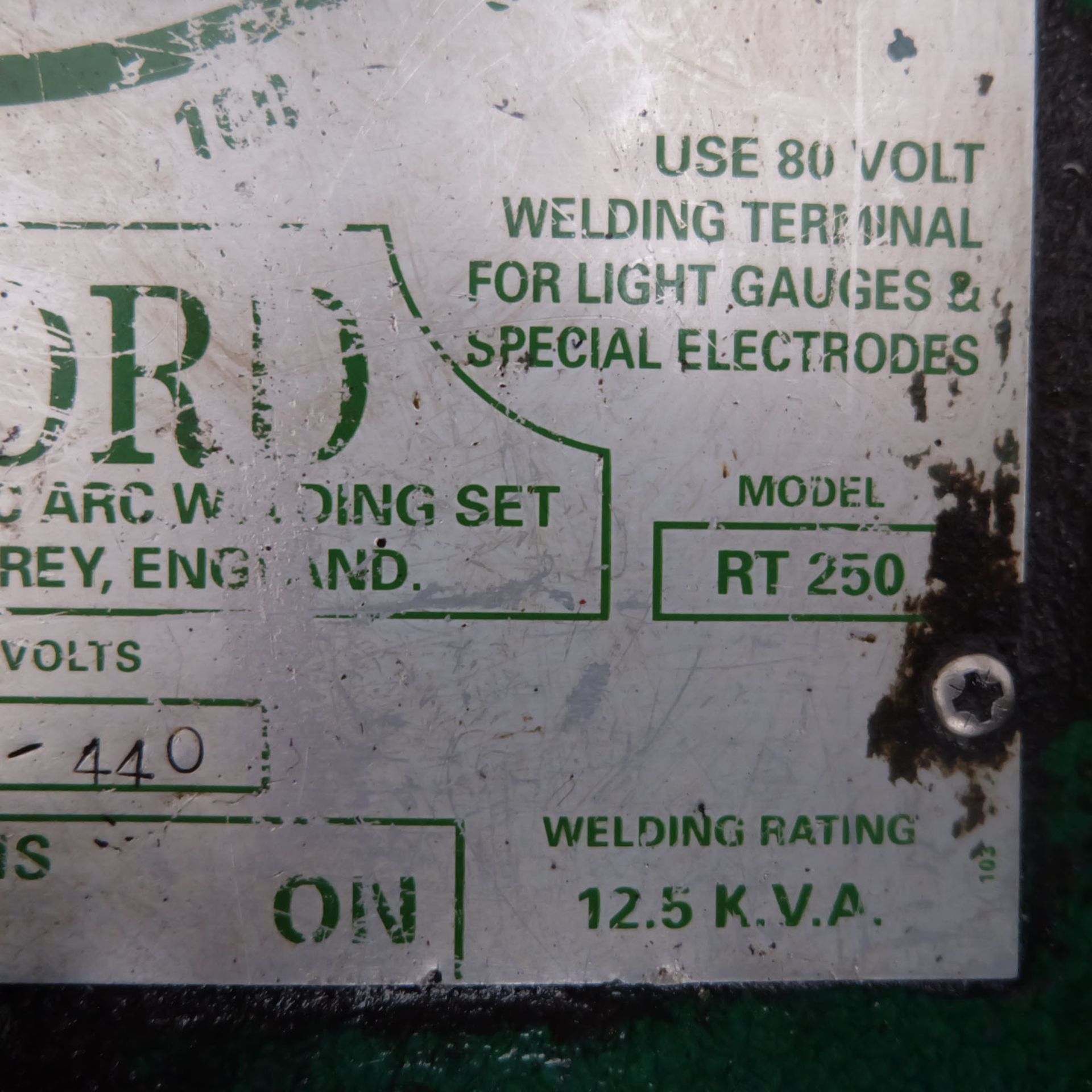 Oxford Model RT 250 Oil Immersed Electric Arc Welding Set. - Image 5 of 7