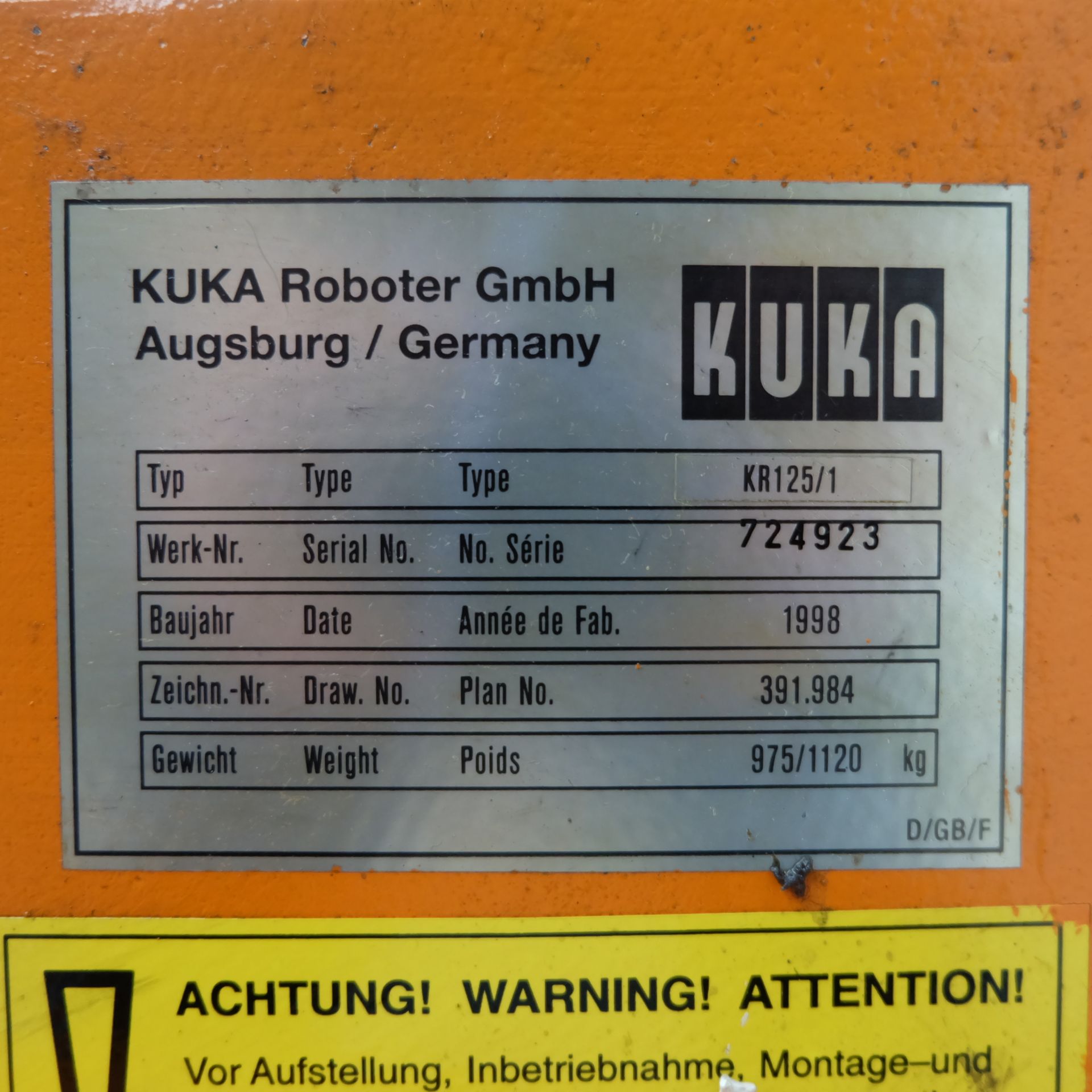 2 x Kuka Type KR125 6 Axis Robotic Arms. - Image 12 of 35