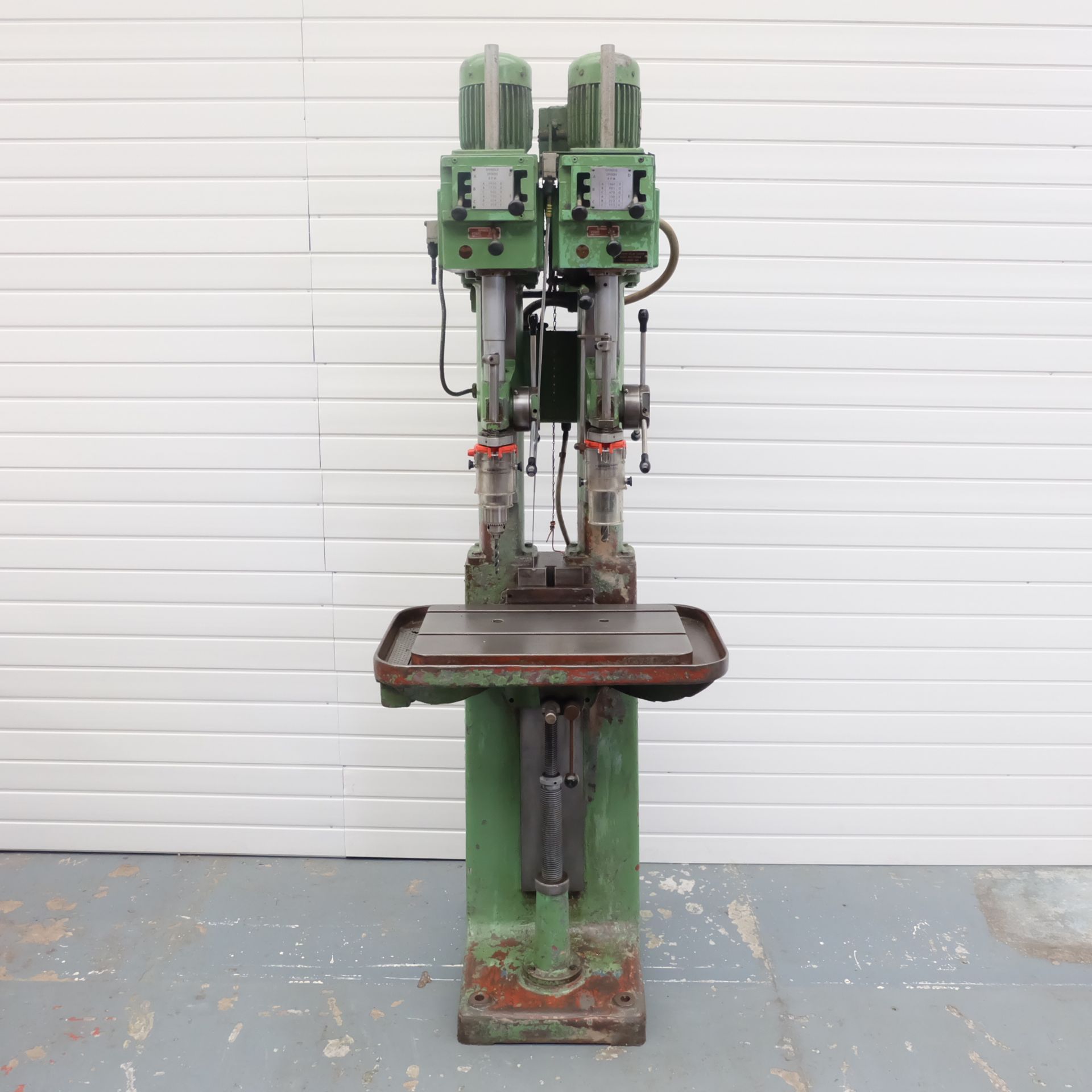 Pollard Corona 130 A/2 Gear Change Head Two Spindle Pedestal Drill.