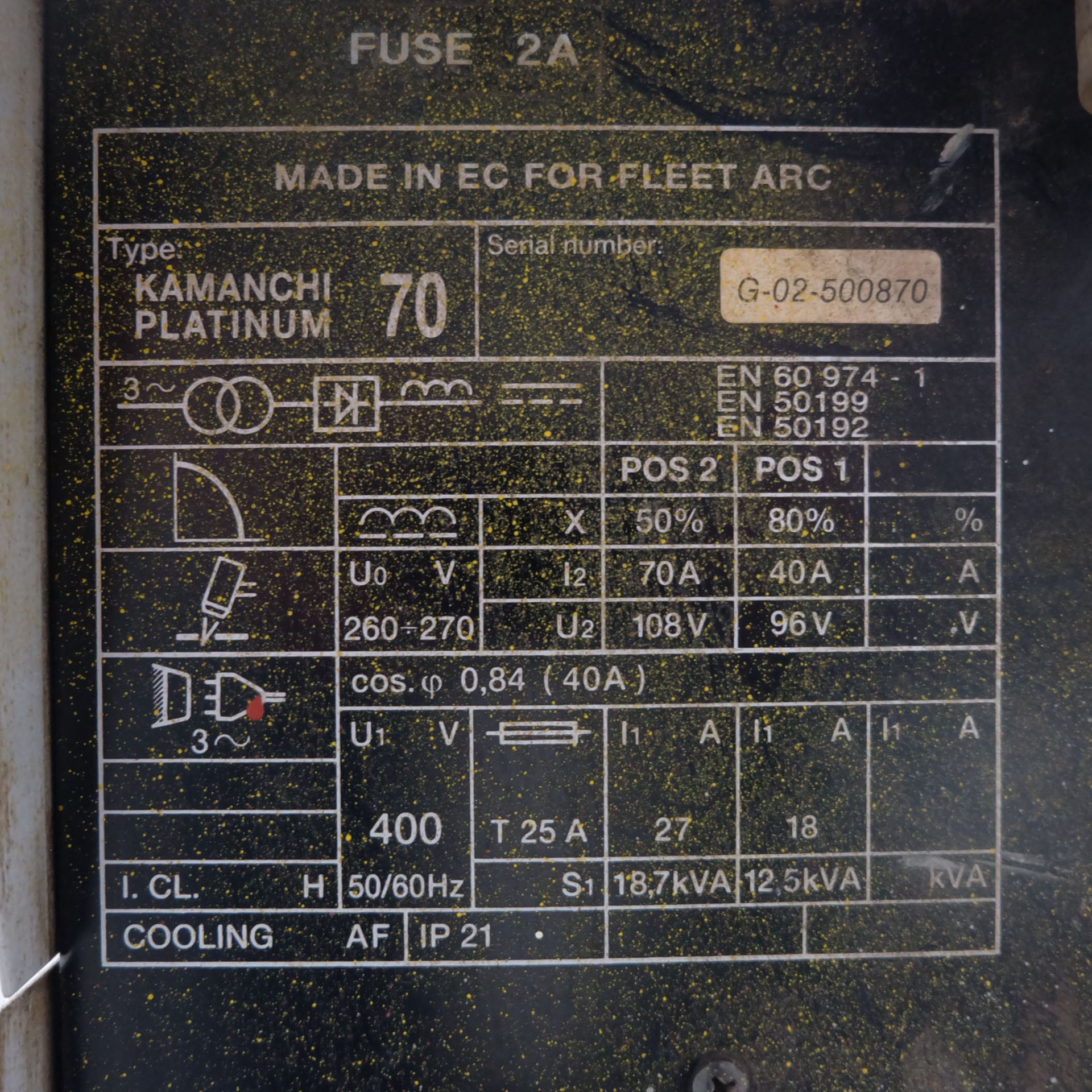 Kamanchi Platinum Plasma 70 Cutting Machine. Power: 70 amp at 50%. - Image 6 of 7